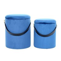 Lot de 2 pouf coffre en bouclette DANI - Beige ivoire - Veo shop