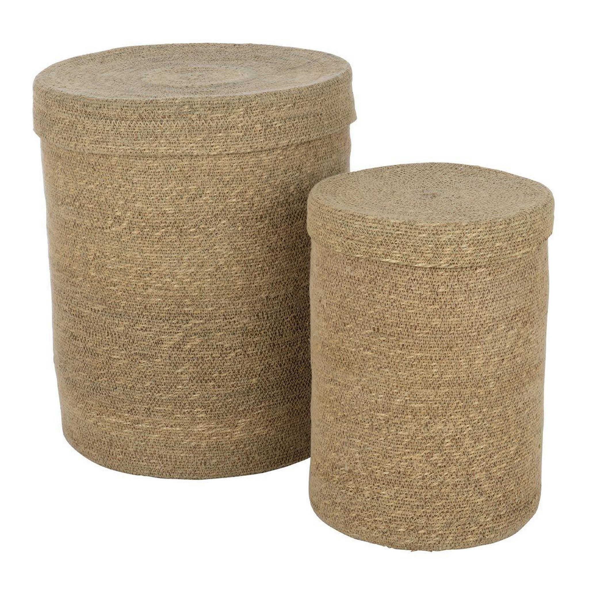 Voir la diapositive 1 : J-LINE Lot de 2 Paniers Rangement  Herbes Marines  46cm Naturel