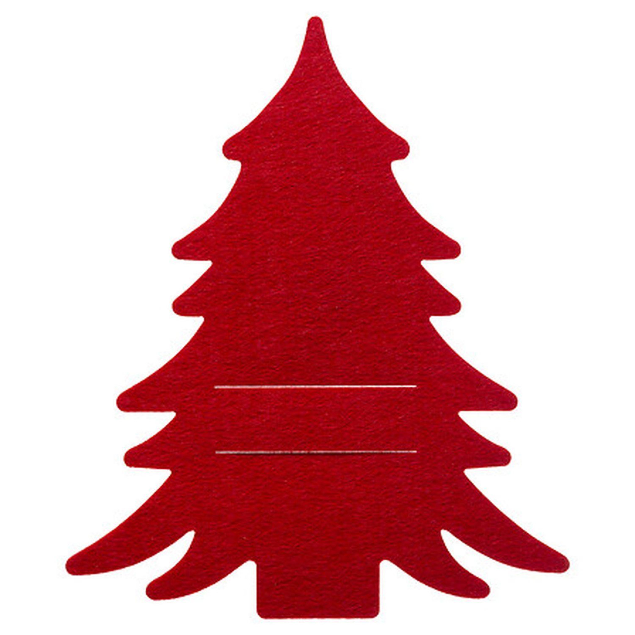 Voir la diapositive 2 : FEERIC LIGHT & CHRISTMAS Lot de 4 porte-couverts en feutrine sapin - rouge