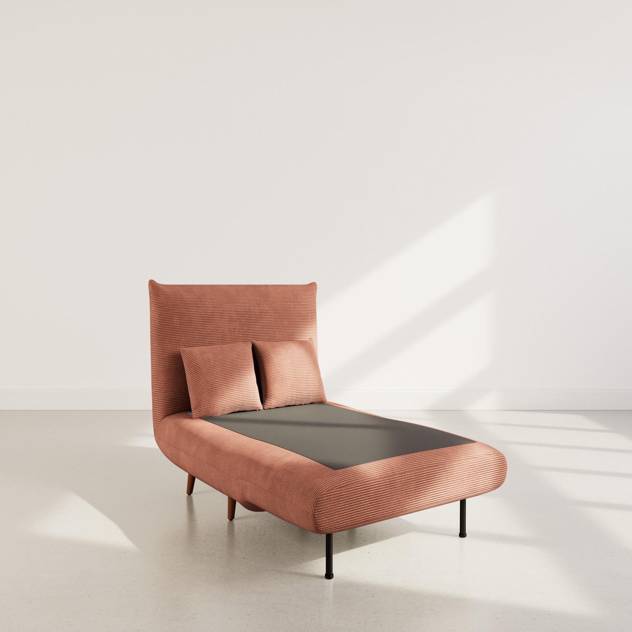 Voir la diapositive 2 : BEST MOBILIER Lumi - banquette convertible clic-clac 1 place en velours côtelé