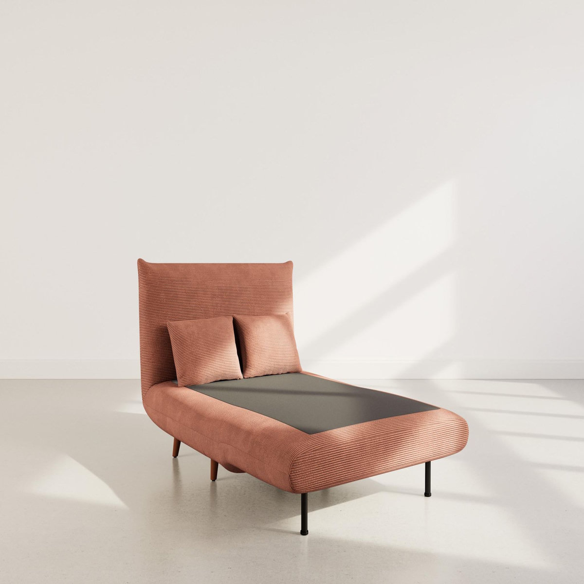 BEST MOBILIER Lumi - banquette convertible clic-clac 1 place en velours côtelé