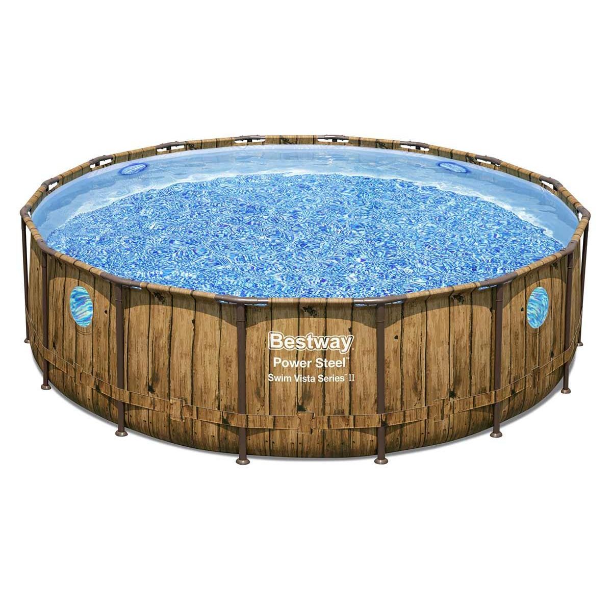 BESTWAY Piscine tubulaire Power Steel SwimVista avec hublots ronde 4,88 x 1,22 m - Bestway
