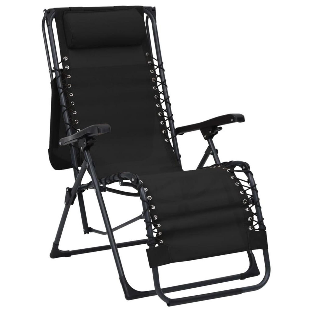 VIDAXL Chaise pliable de terrasse Textilene Noir