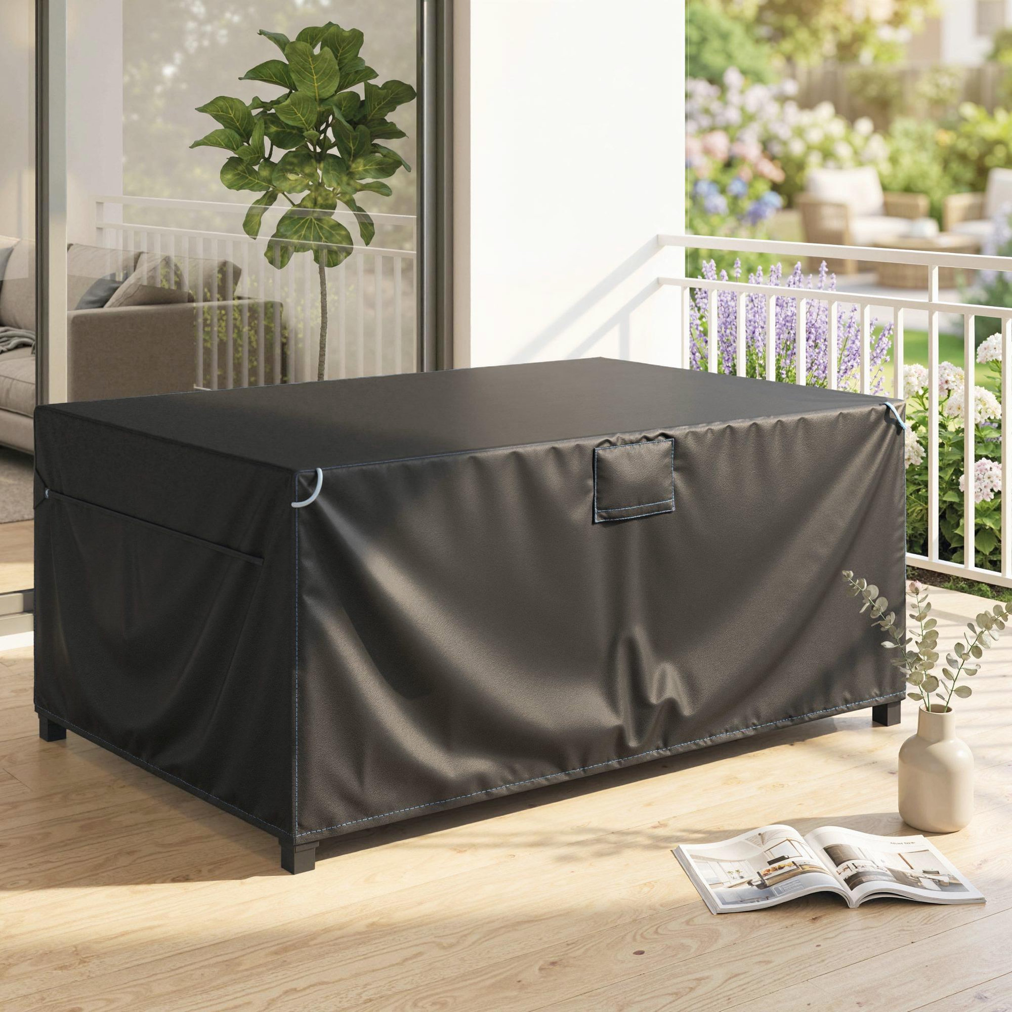 Voir la diapositive 4 : OUTSUNNY Housse salon de jardin imperméable avec évent tissu oxford 420d noir