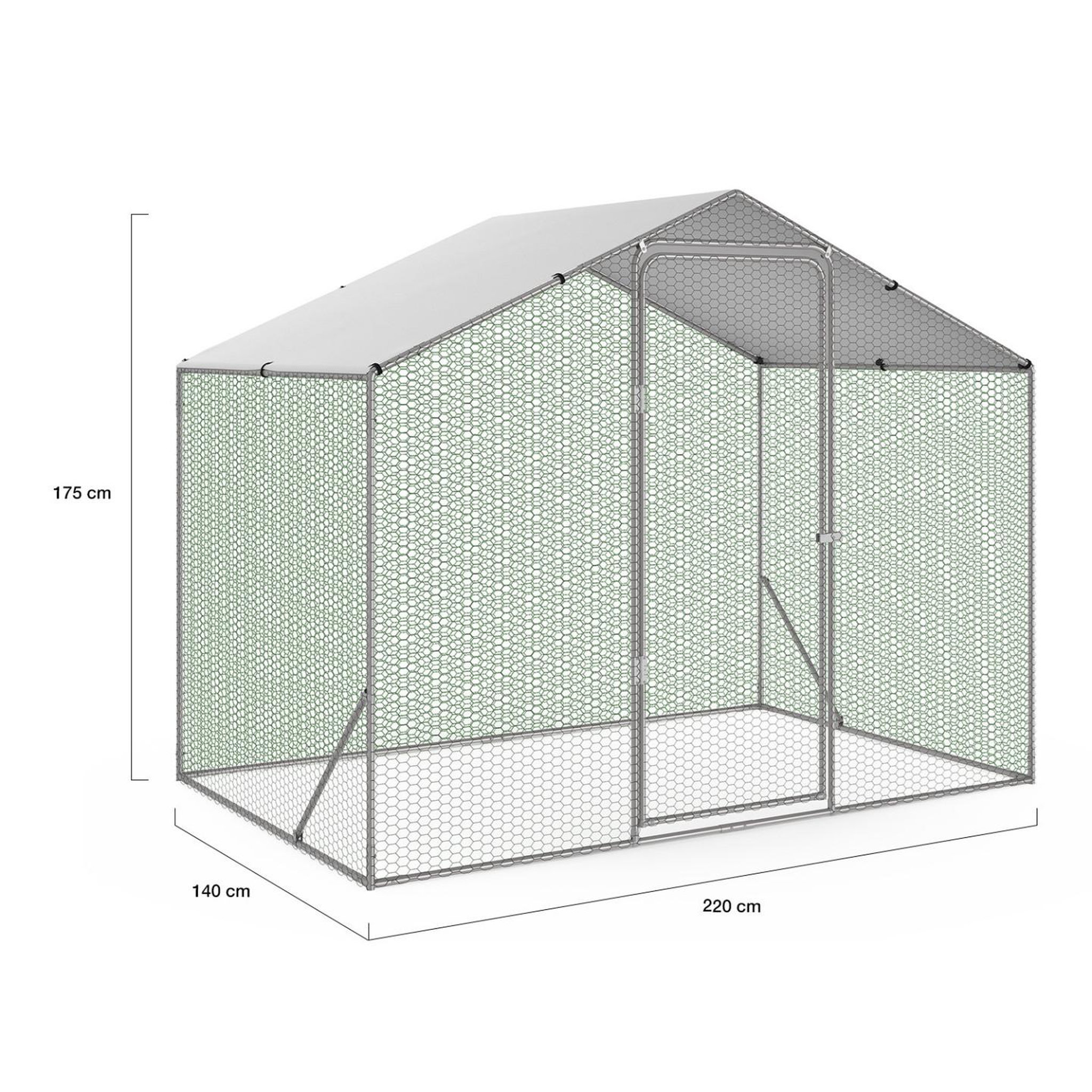 Voir la diapositive 6 : ID MARKET Enclos poulailler 3 m² parc grillagé 2,20x1,4 m acier galvanisé