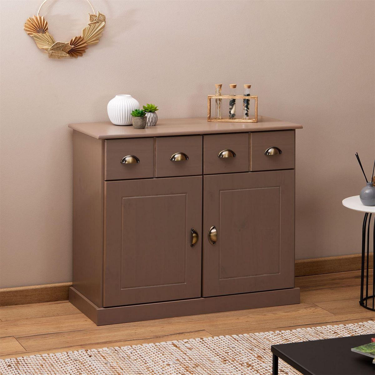 IDIMEX Buffet PARIS en pin massif, 2 portes et 2 tiroirs