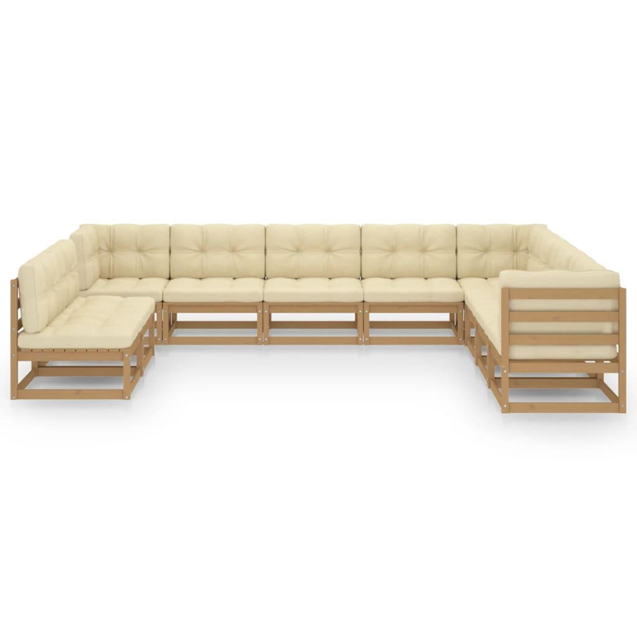 Voir la diapositive 2 : VIDAXL Salon de jardin 10 pcs avec coussins Marron miel Bois de pin