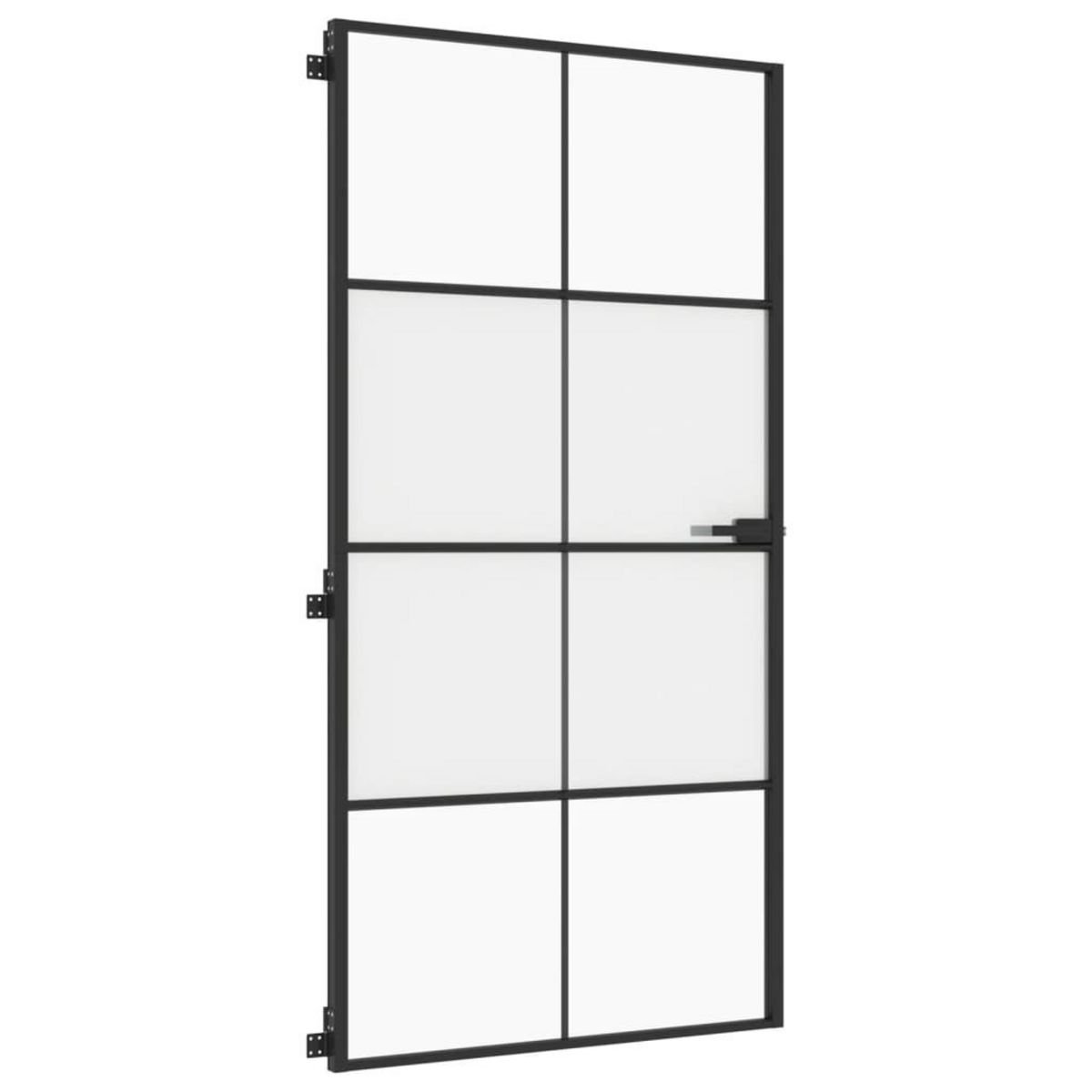VIDAXL Porte interieure mince noir verre trempe aluminium