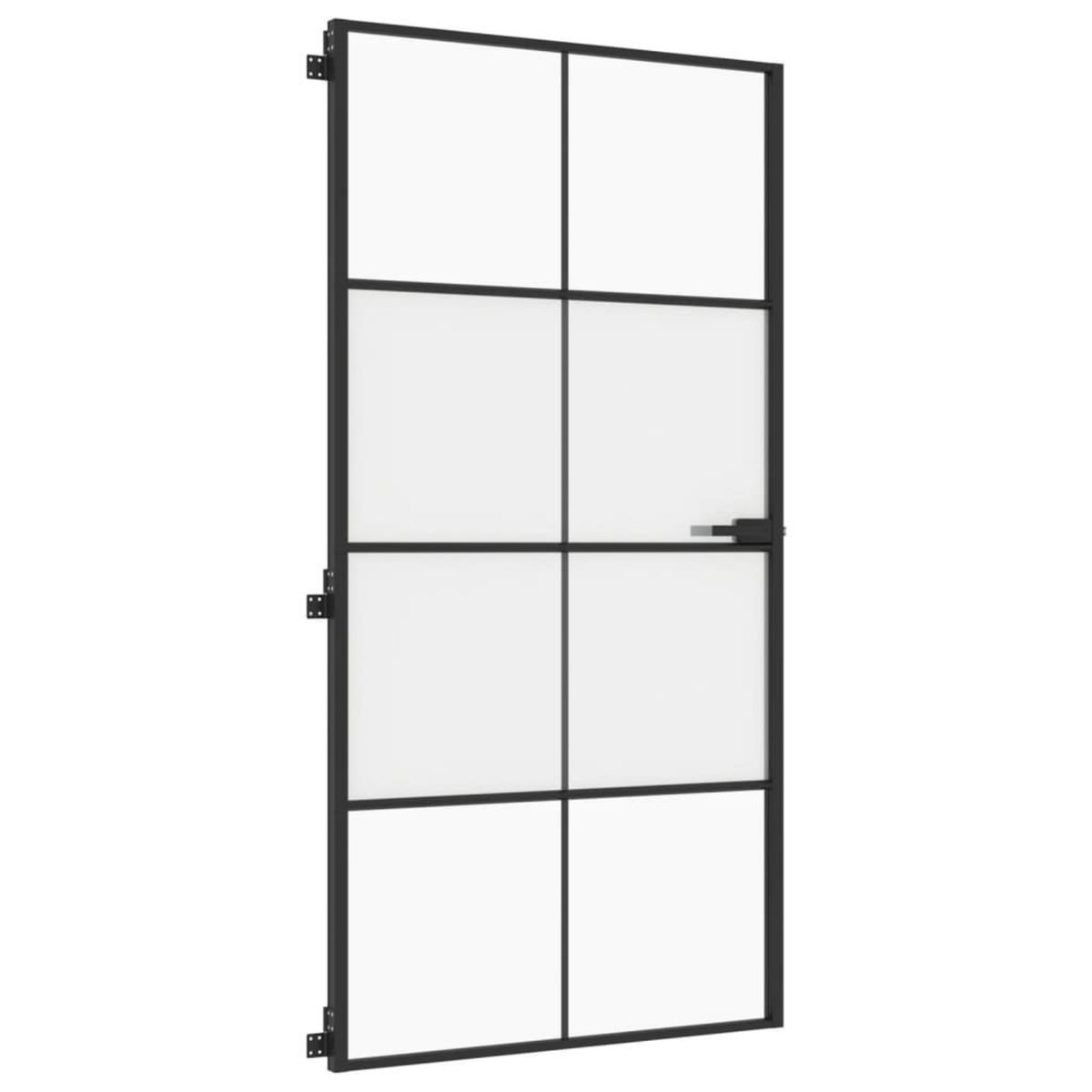 VIDAXL Porte interieure mince noir verre trempe aluminium