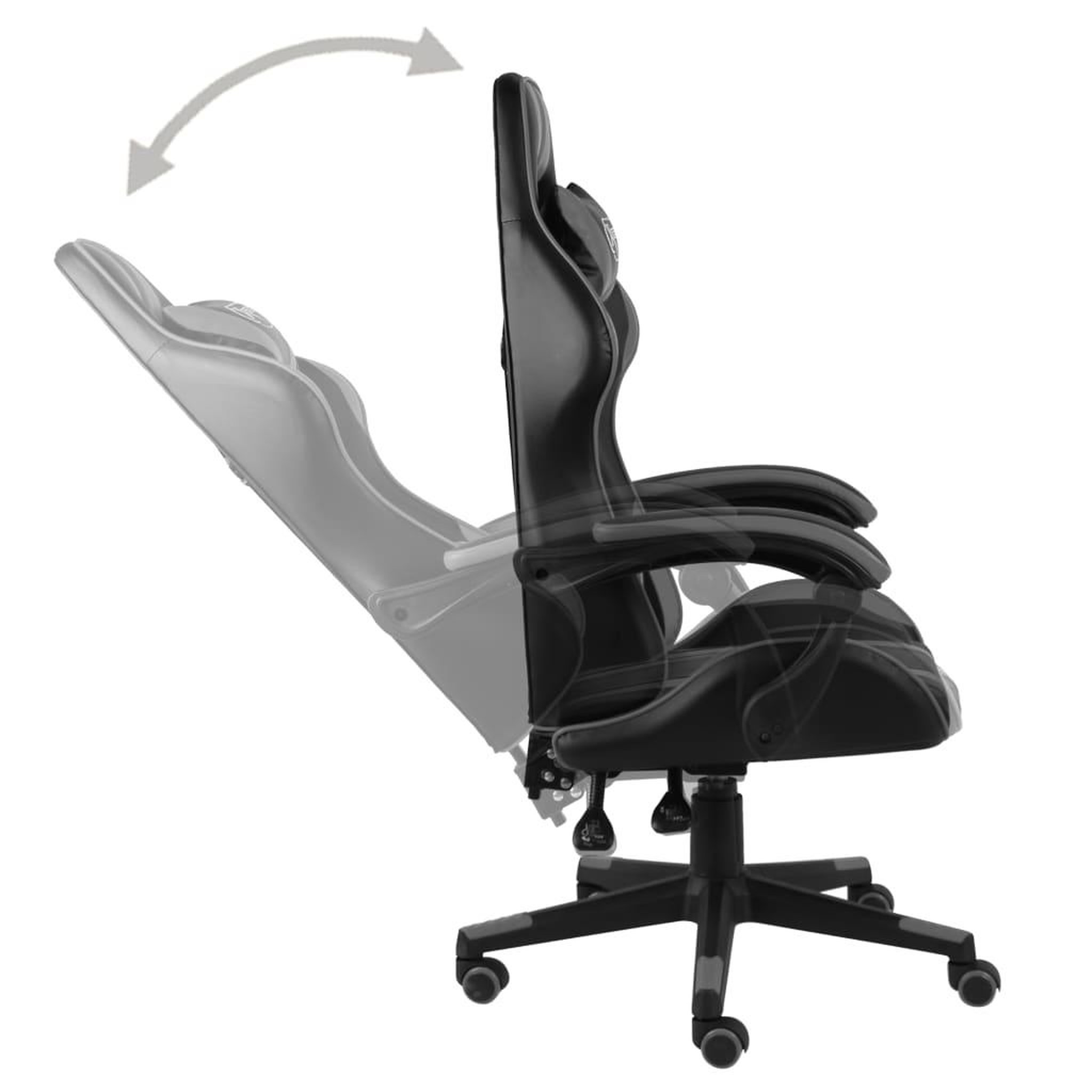 Voir la diapositive 4 : VIDAXL Fauteuil de jeux video Noir et gris Similicuir