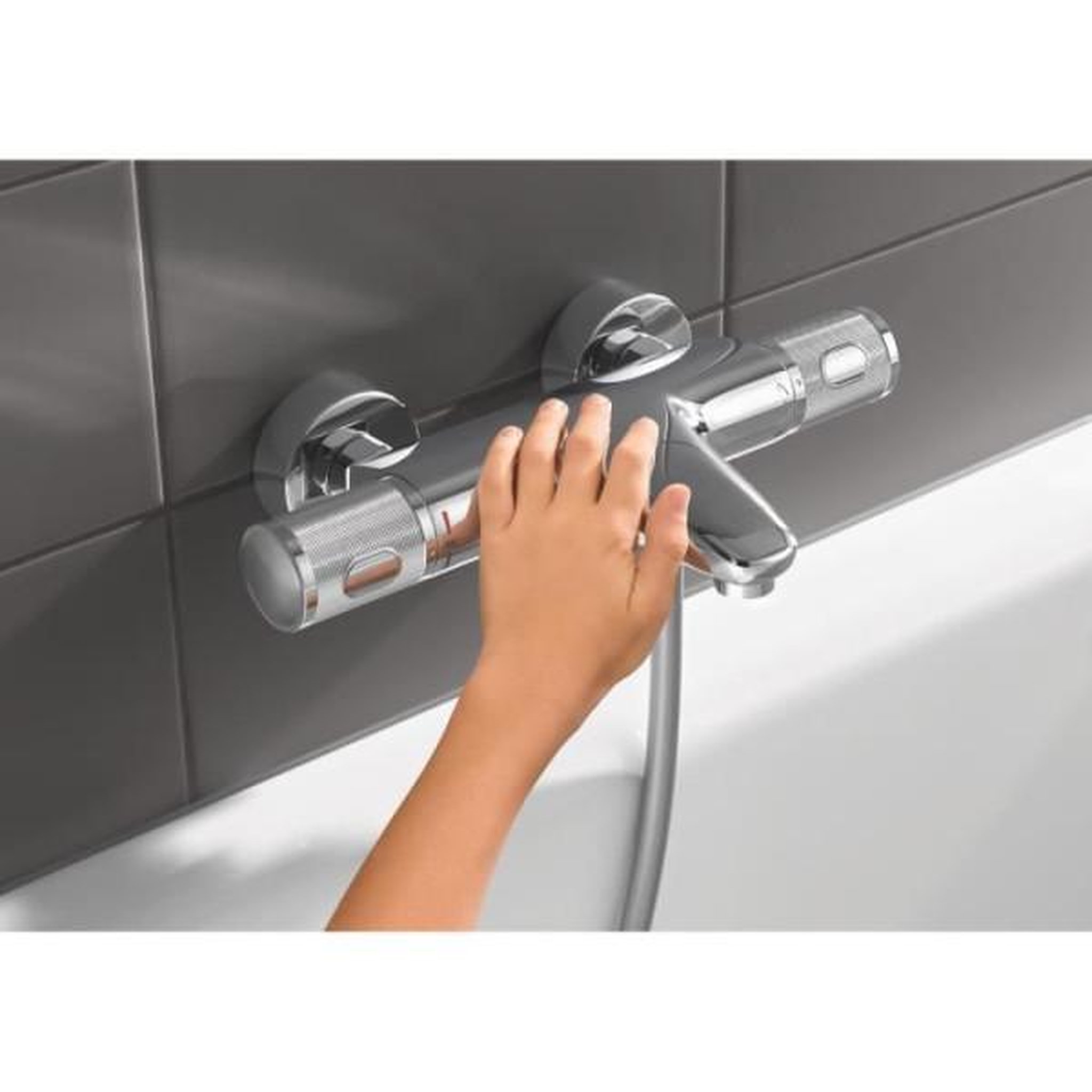 Voir la diapositive 2 : Grohe Grohe mitigeur thermostatique douche precision feel, montage mural, indicateur de température, filtres intégrés, chromé, 347