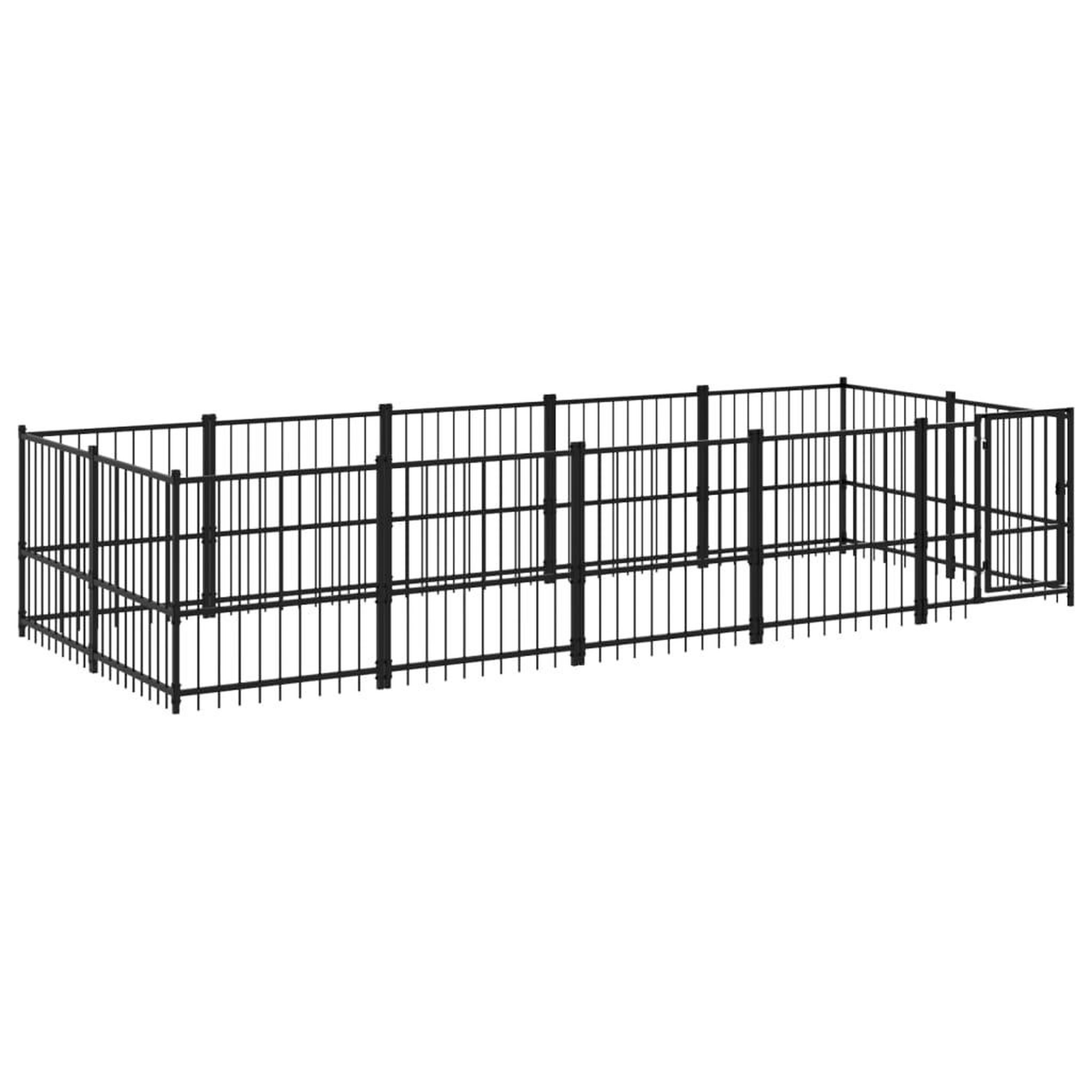Voir la diapositive 2 : VIDAXL Chenil d'exterieur pour chiens Acier 9,38 m²