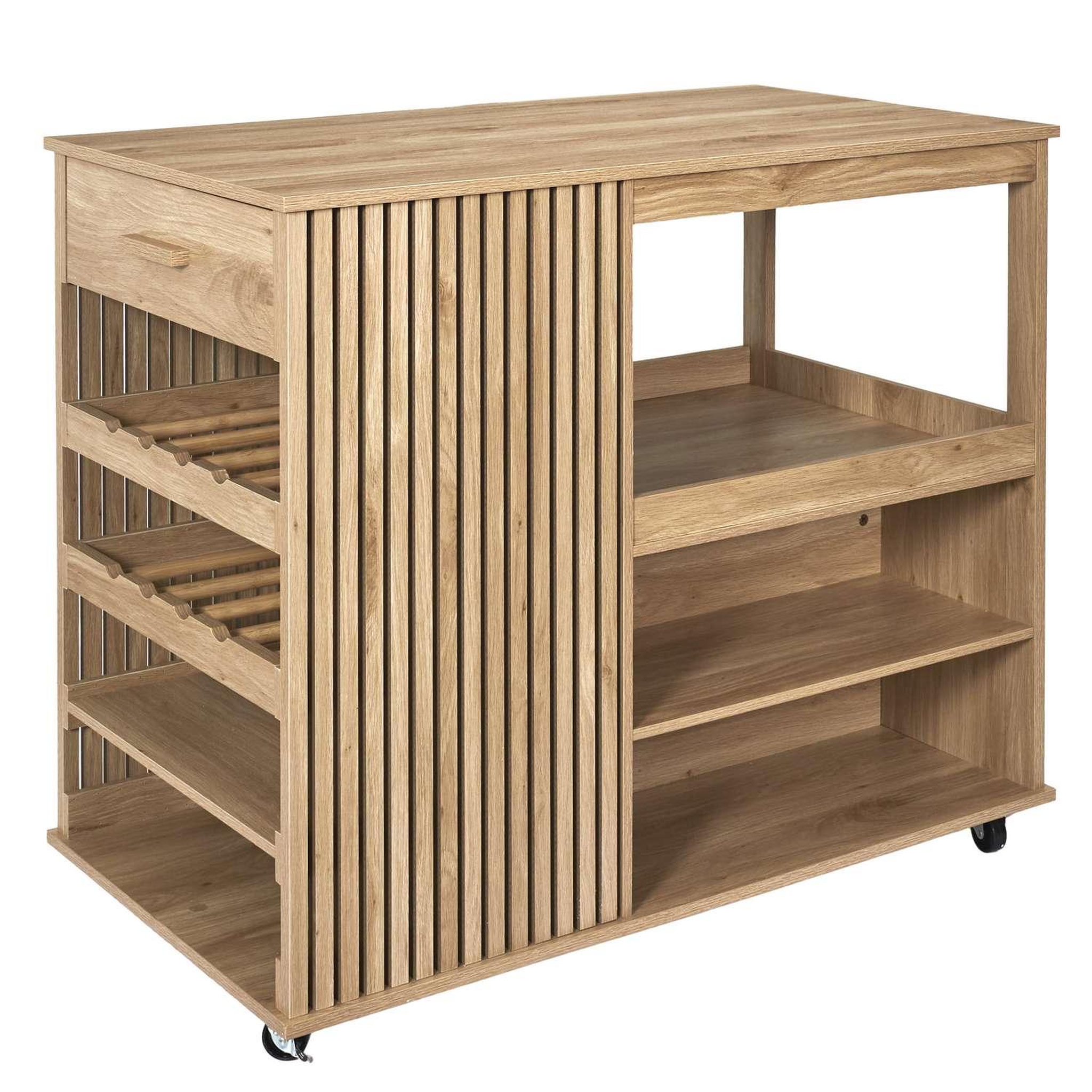 Voir la diapositive 3 : The Home Deco Factory Ilot de cuisine Saulk en bois - Marron