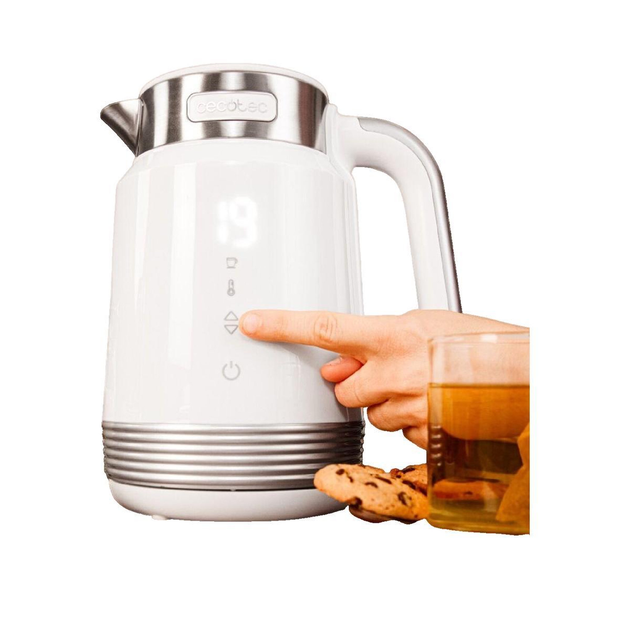 Voir la diapositive 2 : CECOTEC Bouilloire électrique Cecotec ThermoSense 600 Touch blanche 1,7 litre
