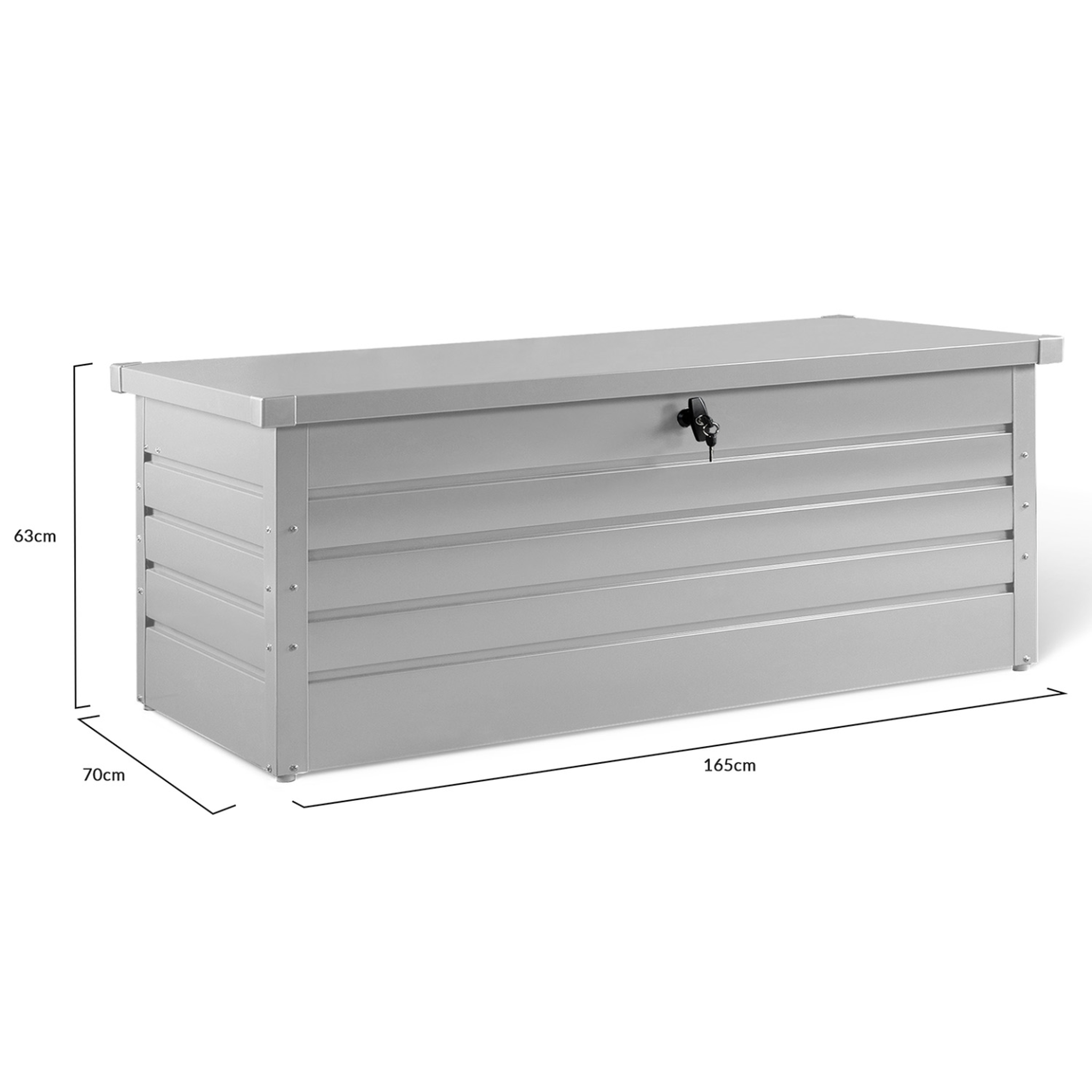 Voir la diapositive 5 : ID MARKET Coffre de rangement métal verrouillable gris clair pour jardin 600l 165x70x63 cm