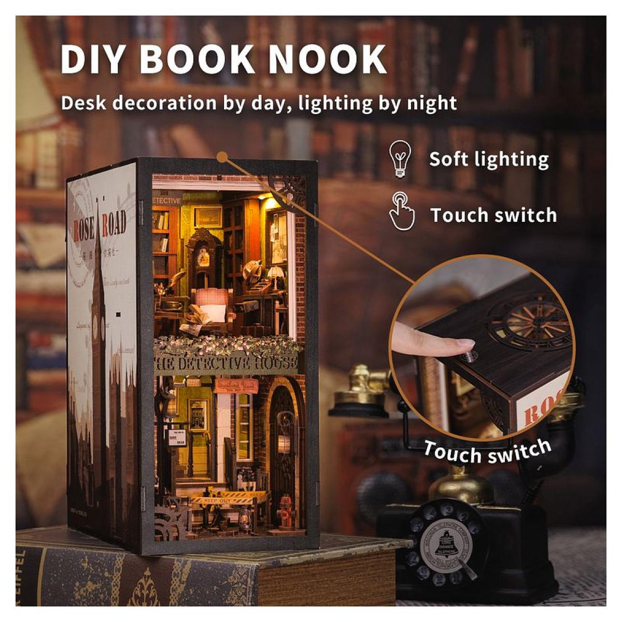 Voir la diapositive 2 : Blackrock Editions Booknook - rose detective prive