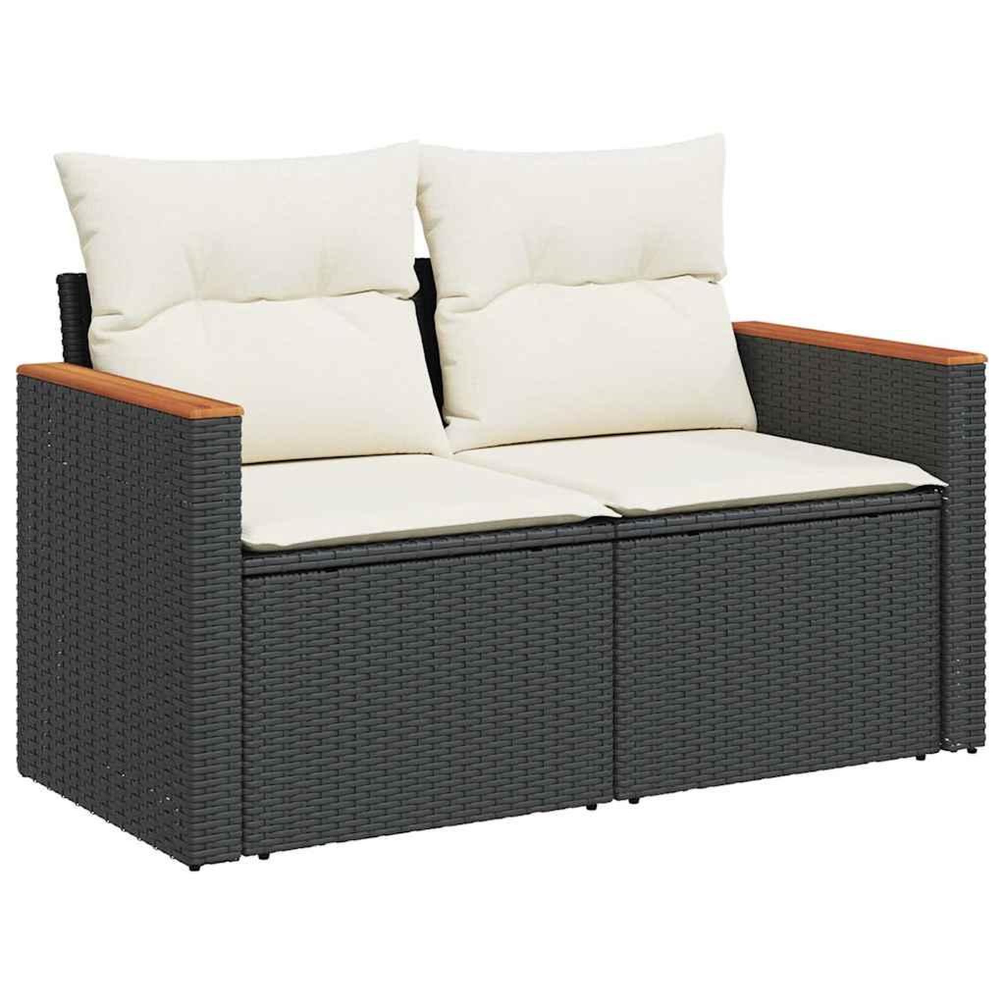 Voir la diapositive 3 : VIDAXL Salon de jardin avec coussins 9 pcs noir resine tressee acacia