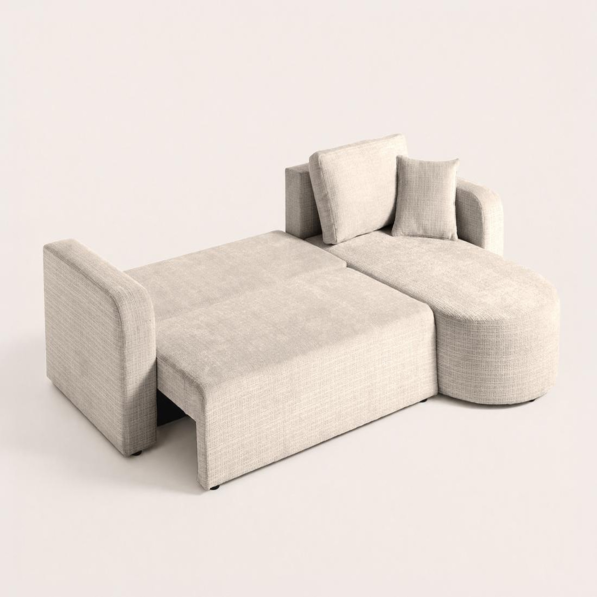 Voir la diapositive 6 : BEST MOBILIER Miro - canapé d'angle réversible - 4 places - convertible avec coffre - en velours texturé