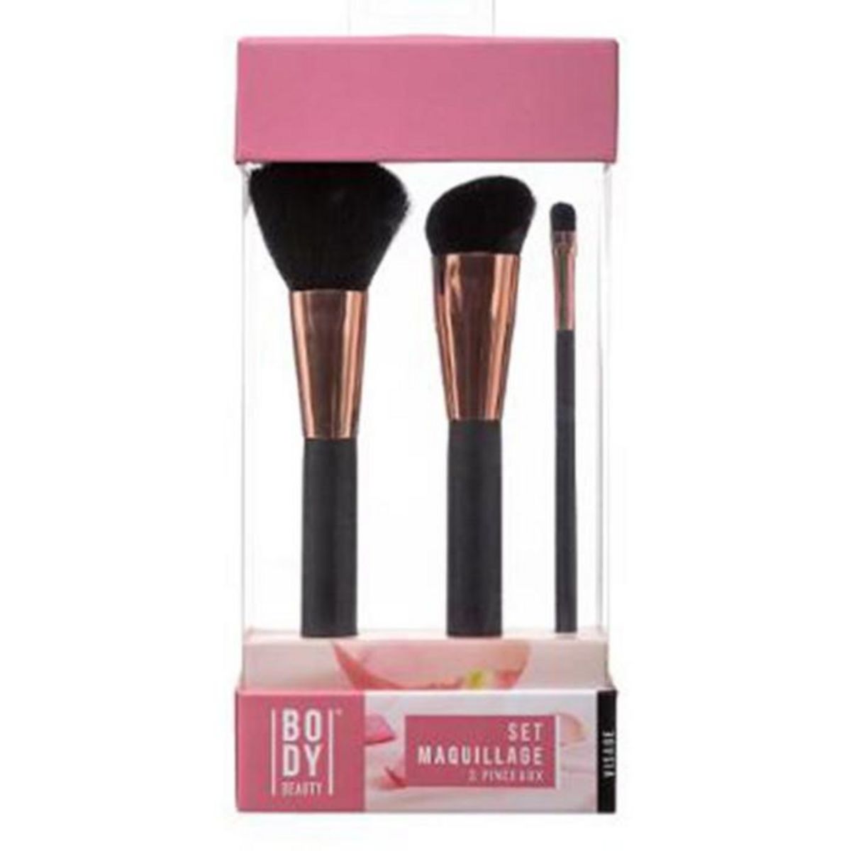 Body beauty Lot de 3 Pinceaux à Maquillage  Make Up  18cm Noir