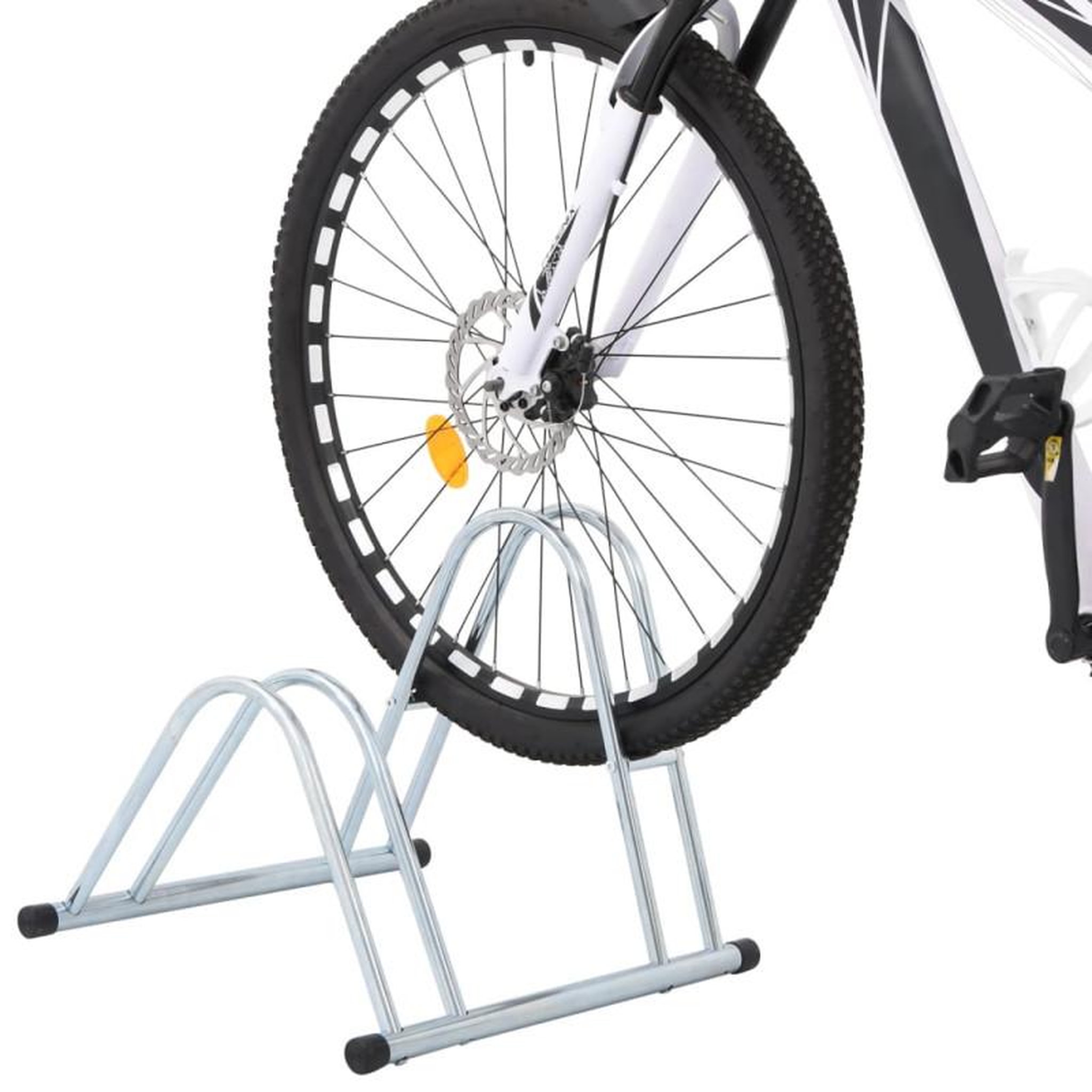 Voir la diapositive 2 : VIDAXL Support de vélo au sol autoportant pour 2 vélos acier galvanisé