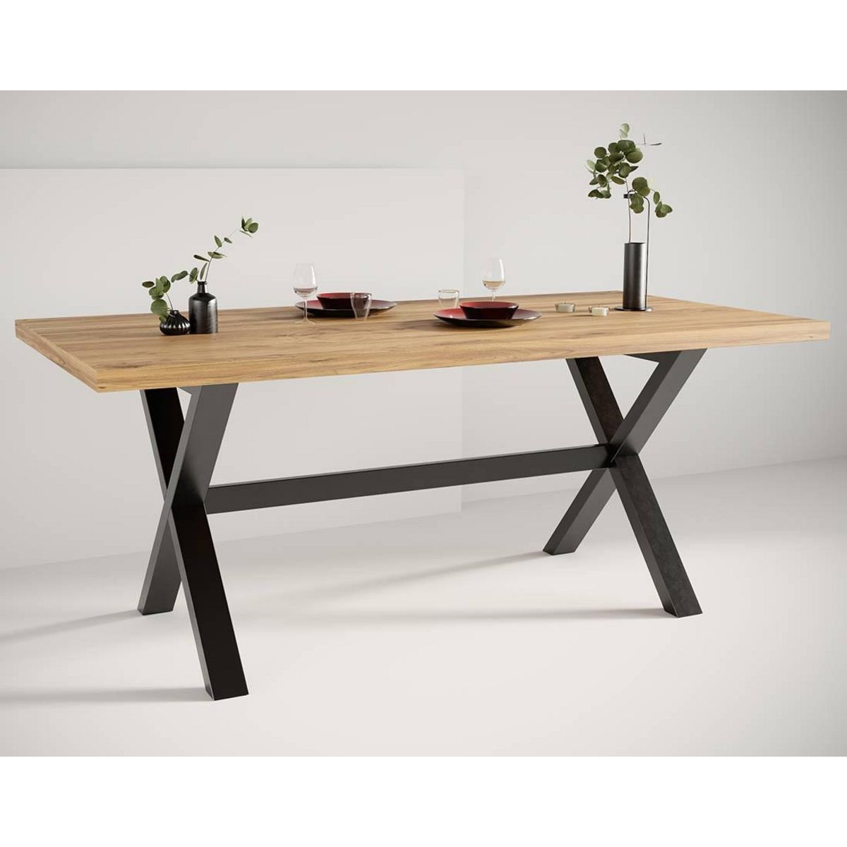 LISA DESIGN Woody - table à manger - chêne et hêtre massif - 180 cm