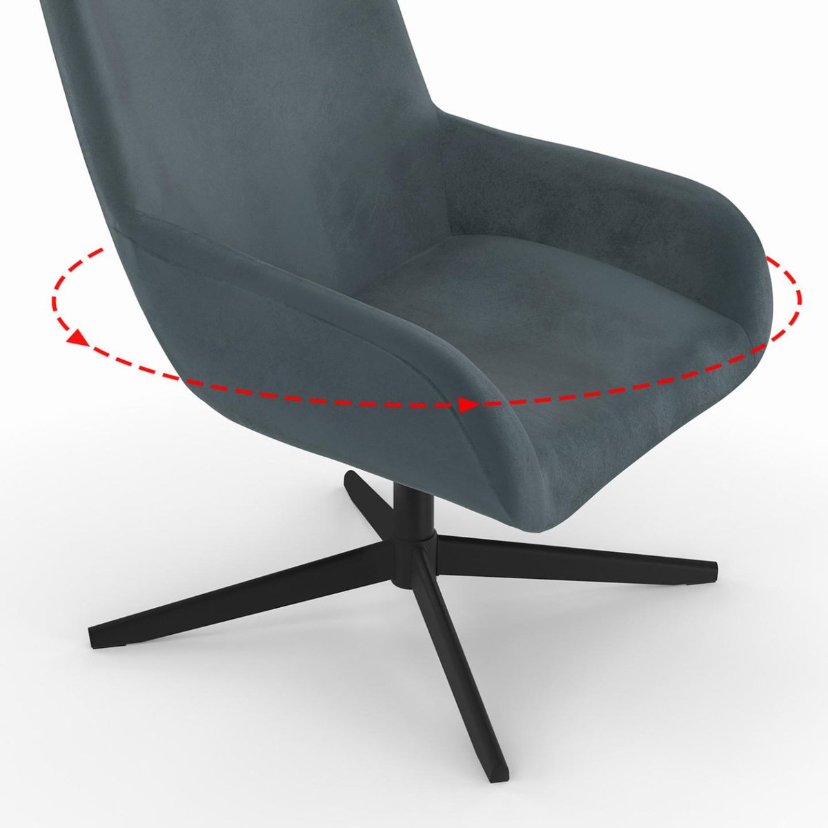 ID MARKET Fauteuil pivotant ALBUS en velours gris pieds noirs