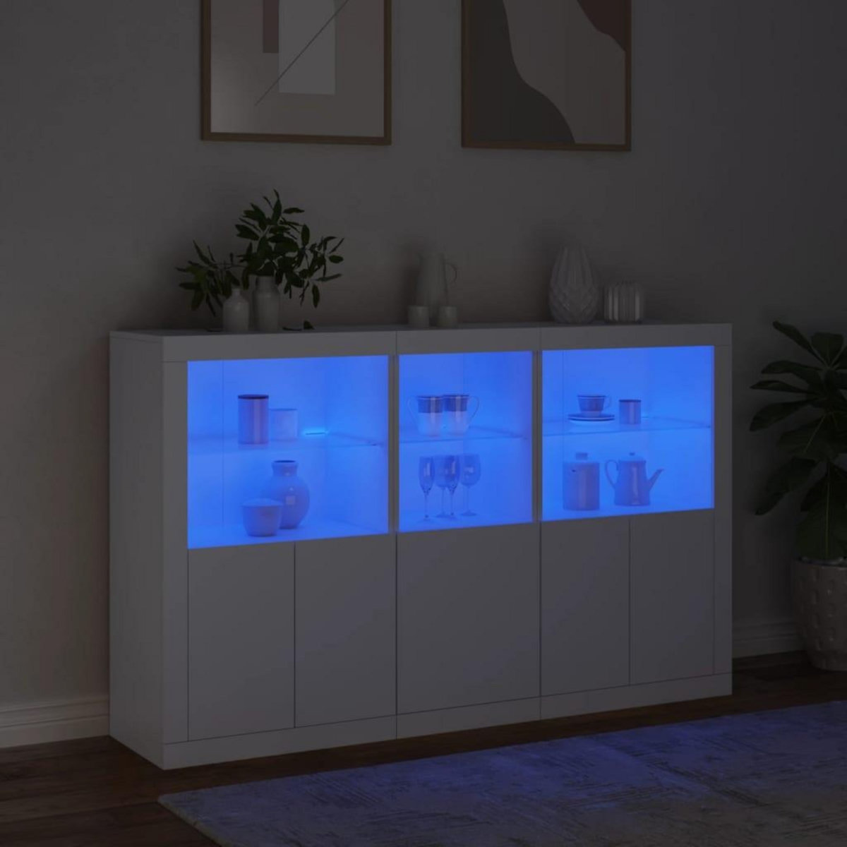 VIDAXL Buffet avec lumieres LED blanc 162x37x100 cm
