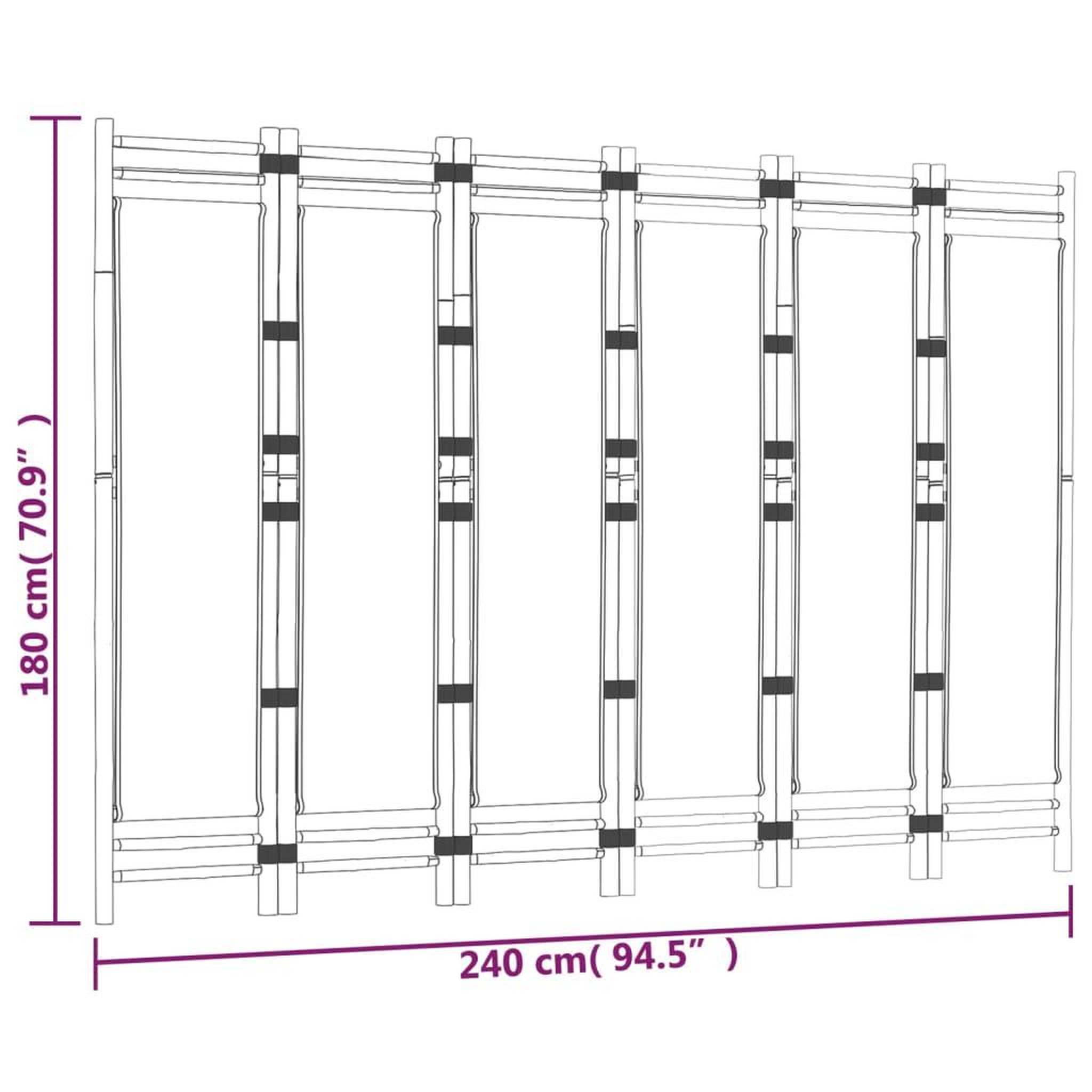 Voir la diapositive 6 : VIDAXL Cloison de separation pliante 6 panneaux 240 cm Bambou et toile