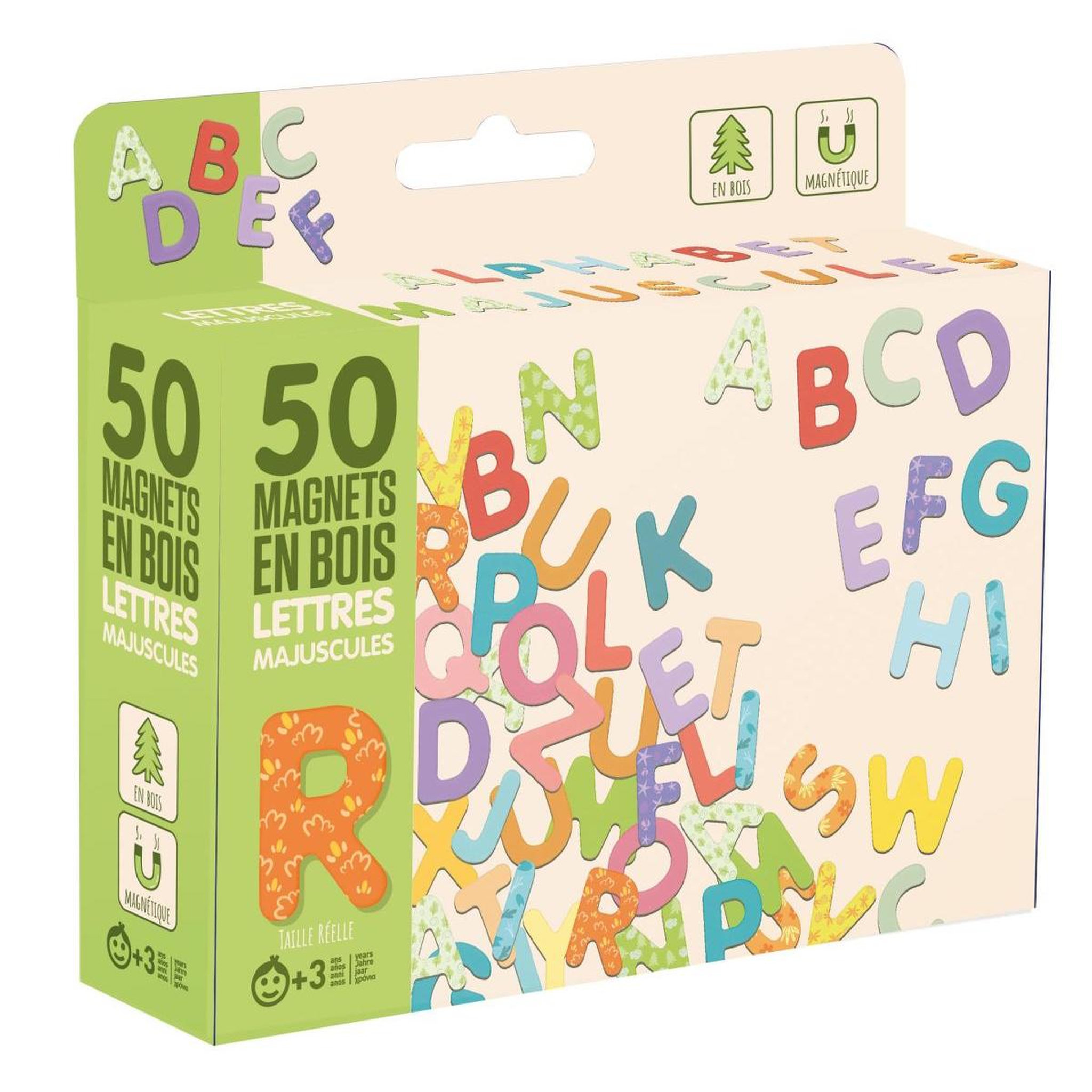 JeuJura Magnets Bois 50 Lettes Majuscules