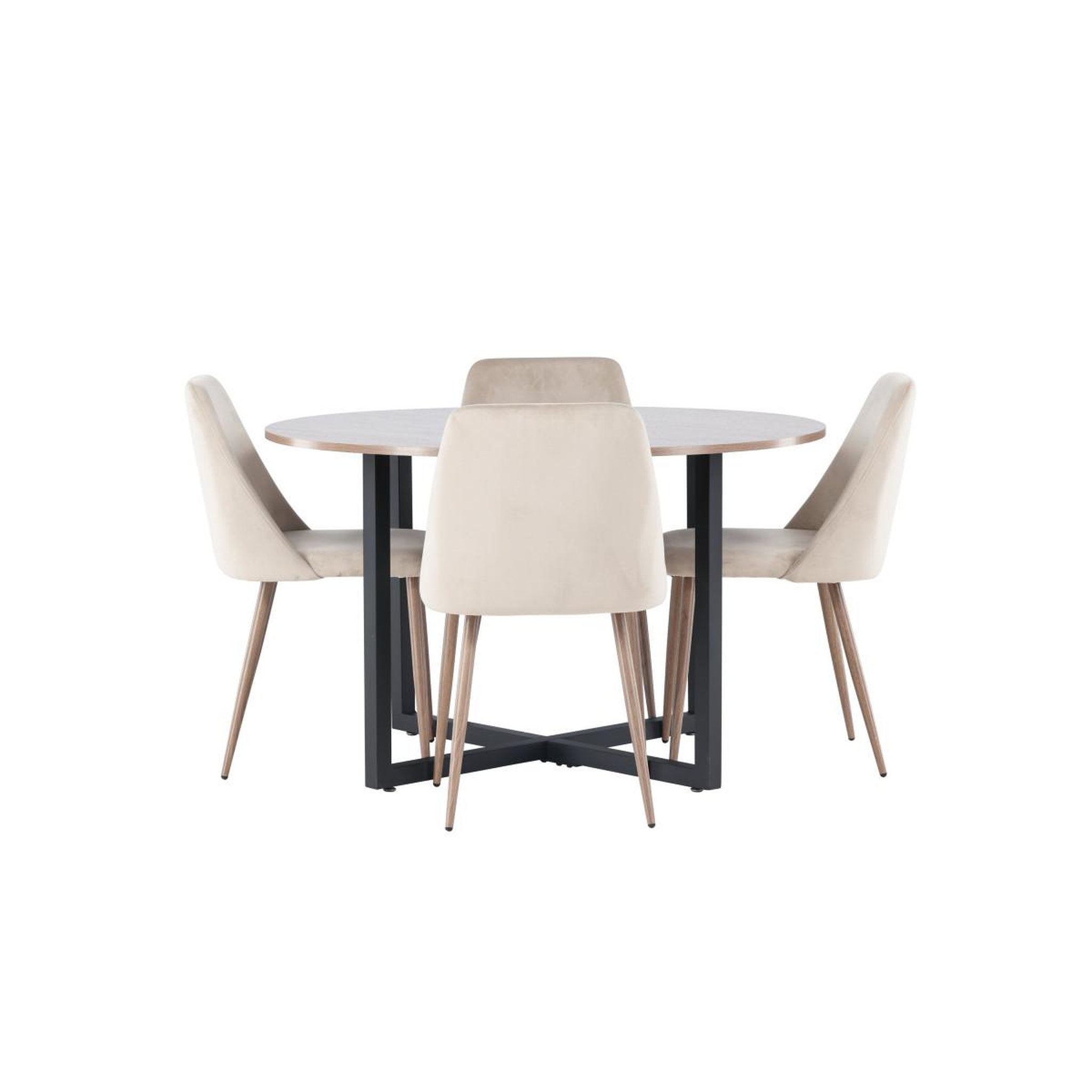 Voir la diapositive 2 : Paris Prix Ensemble table à manger & 4 chaises  durango & night  120cm noyer & marron