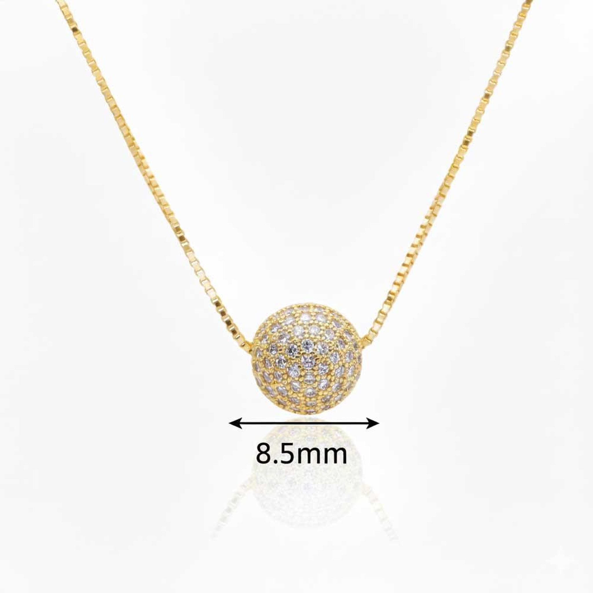 Voir la diapositive 3 : L'ATELIER D'AZUR Collier Argent 925/000 Doré - Boule Pavée de Zirconiums