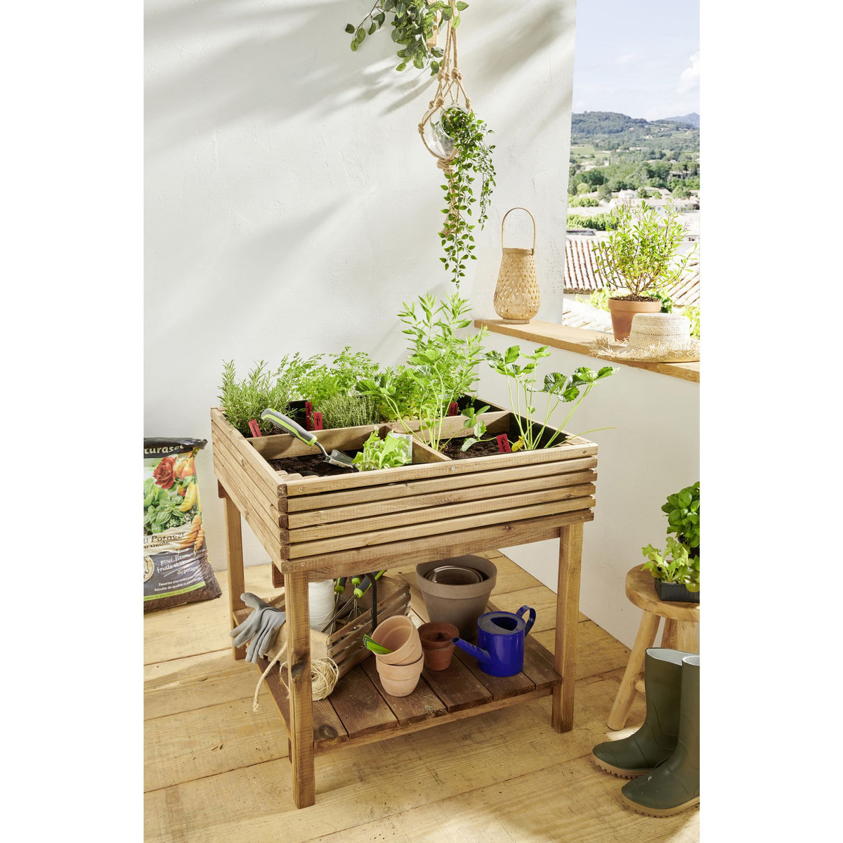 Carré potager sur pieds L80x80xH90cm