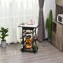 Voir la diapositive 5 : HOMCOM Chariot de service desserte de cuisine à roulettes multi-rangements 4 paniers métal tiroir + 4 range-bouteilles bois pin plateau carrelé