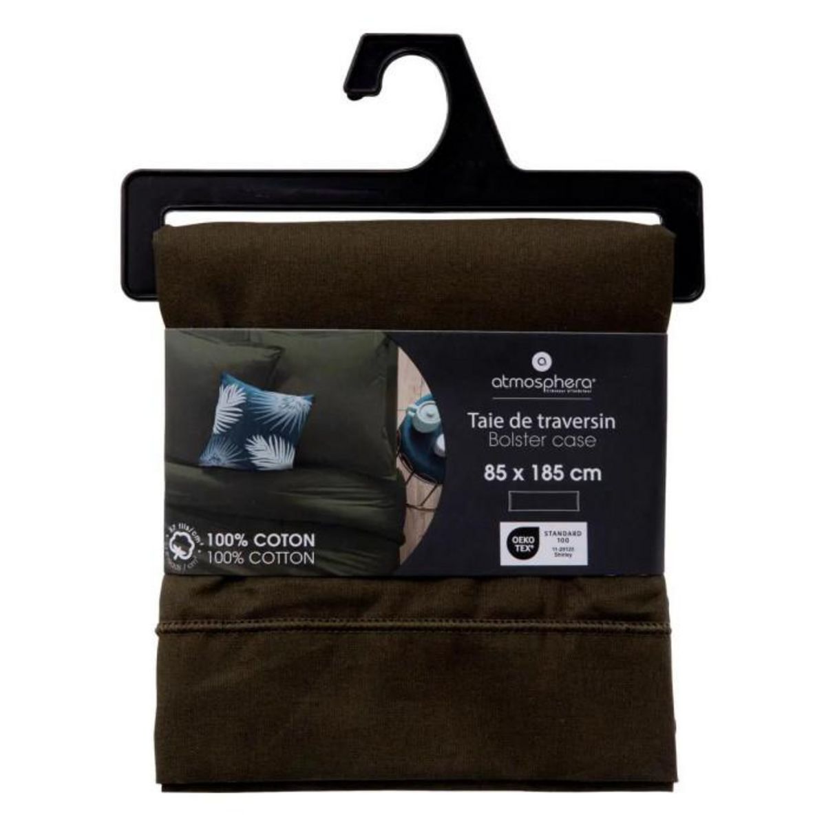 ATMOSPHERA Taie de Traversin  Alban  85x185cm Kaki