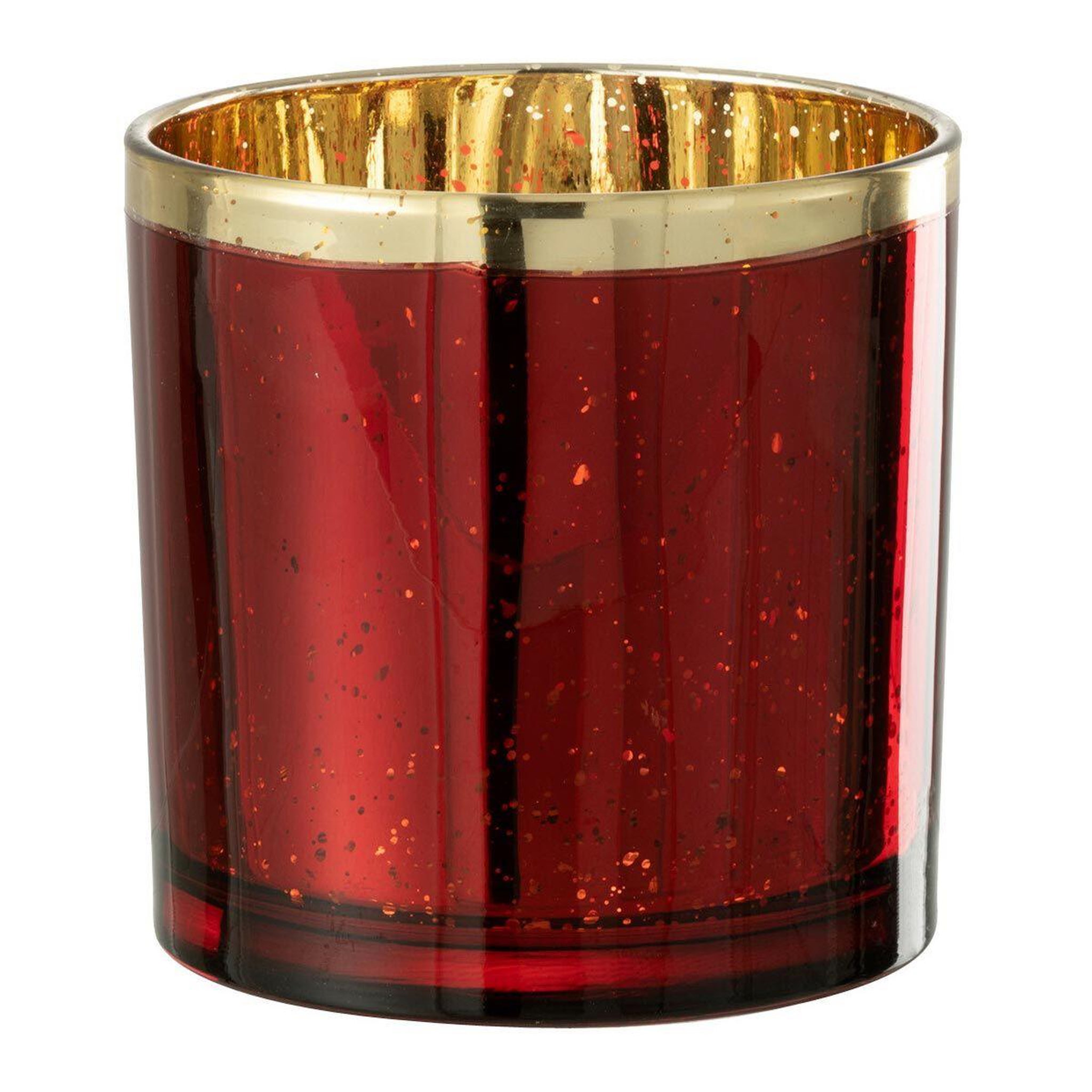 J-LINE Photophore Design en Verre  Robby  15cm Rouge