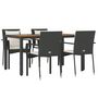 Voir la diapositive 3 : VIDAXL Ensemble a manger de jardin coussins 5pcs Noir Resine tressee