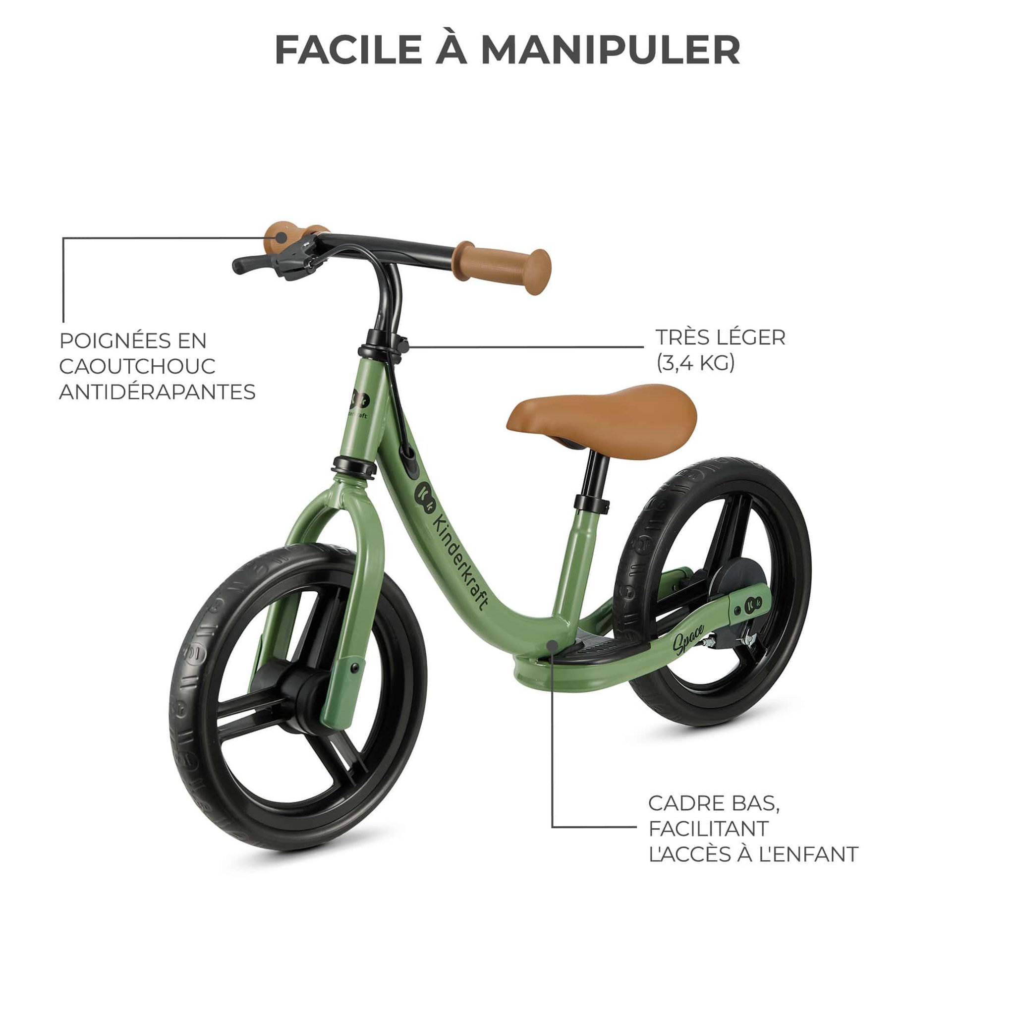 Voir la diapositive 4 : KINDERKRAFT Draisienne enfant avec frein a tambour modele espace