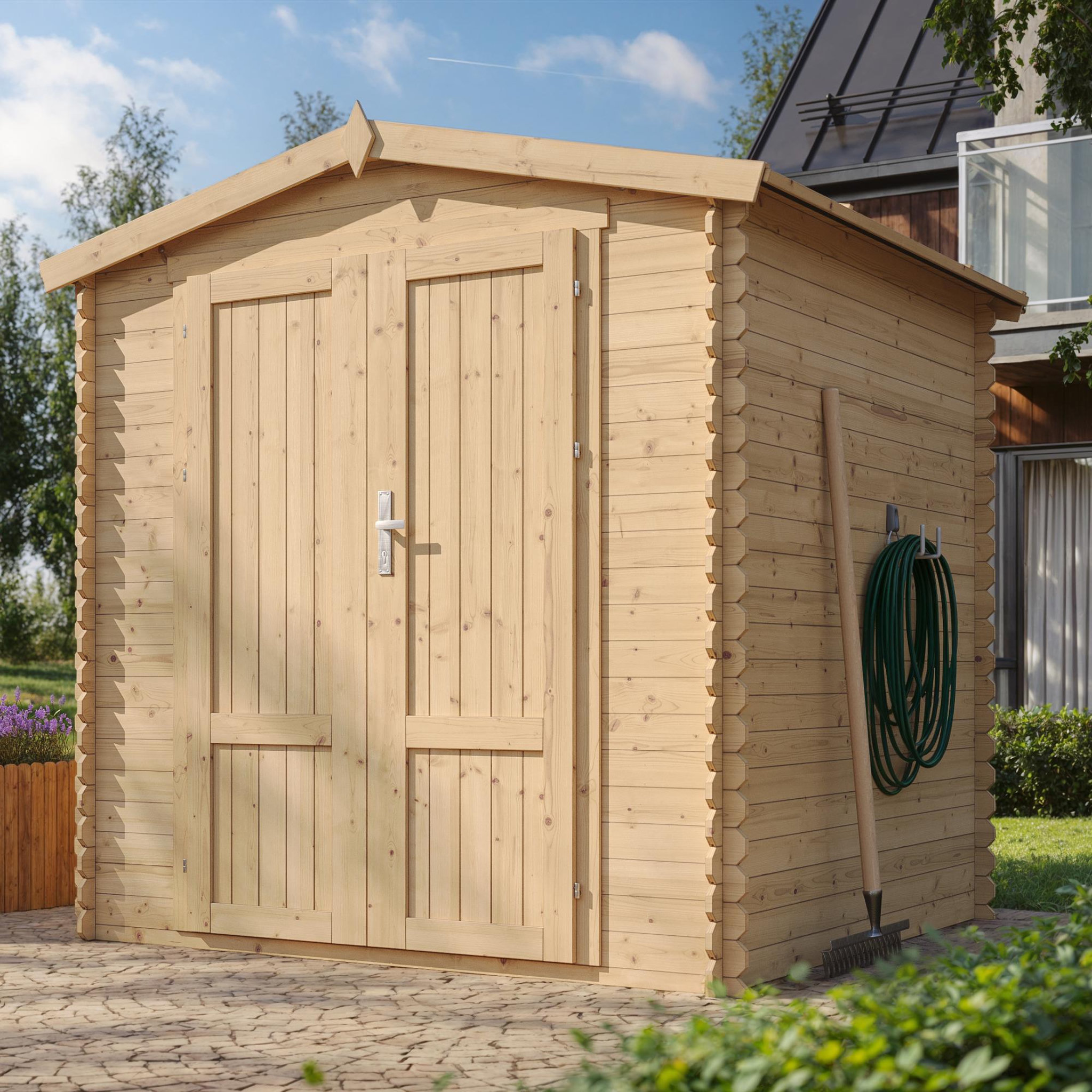 Voir la diapositive 4 : TIMBELA Abri De Jardin En Bois 3,53m² Cabanon De Jardin Extérieur Pour Outils Sol Imprégné M343F1+M343G