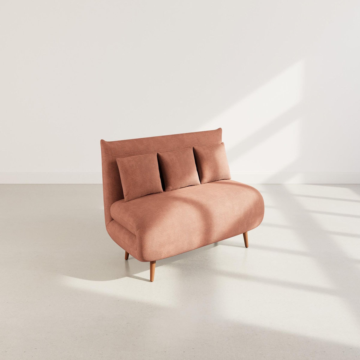 BEST MOBILIER Lumi - banquette convertible clic-clac 2 places en velours côtelé