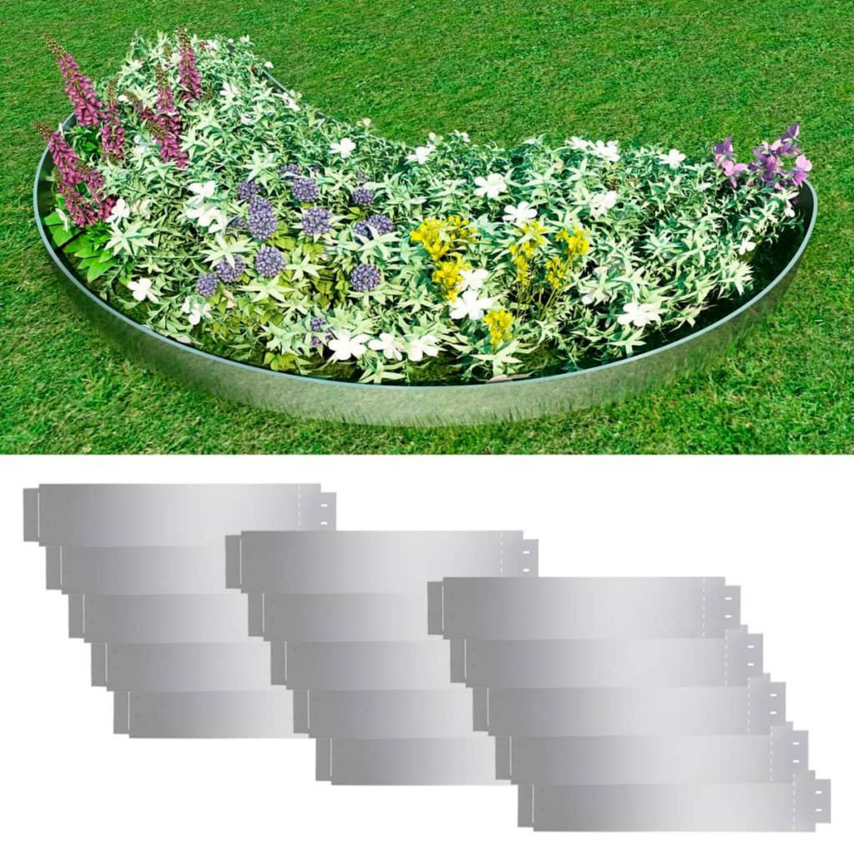 VIDAXL Cloture de pelouse 15 pcs Acier galvanise 100x20 cm