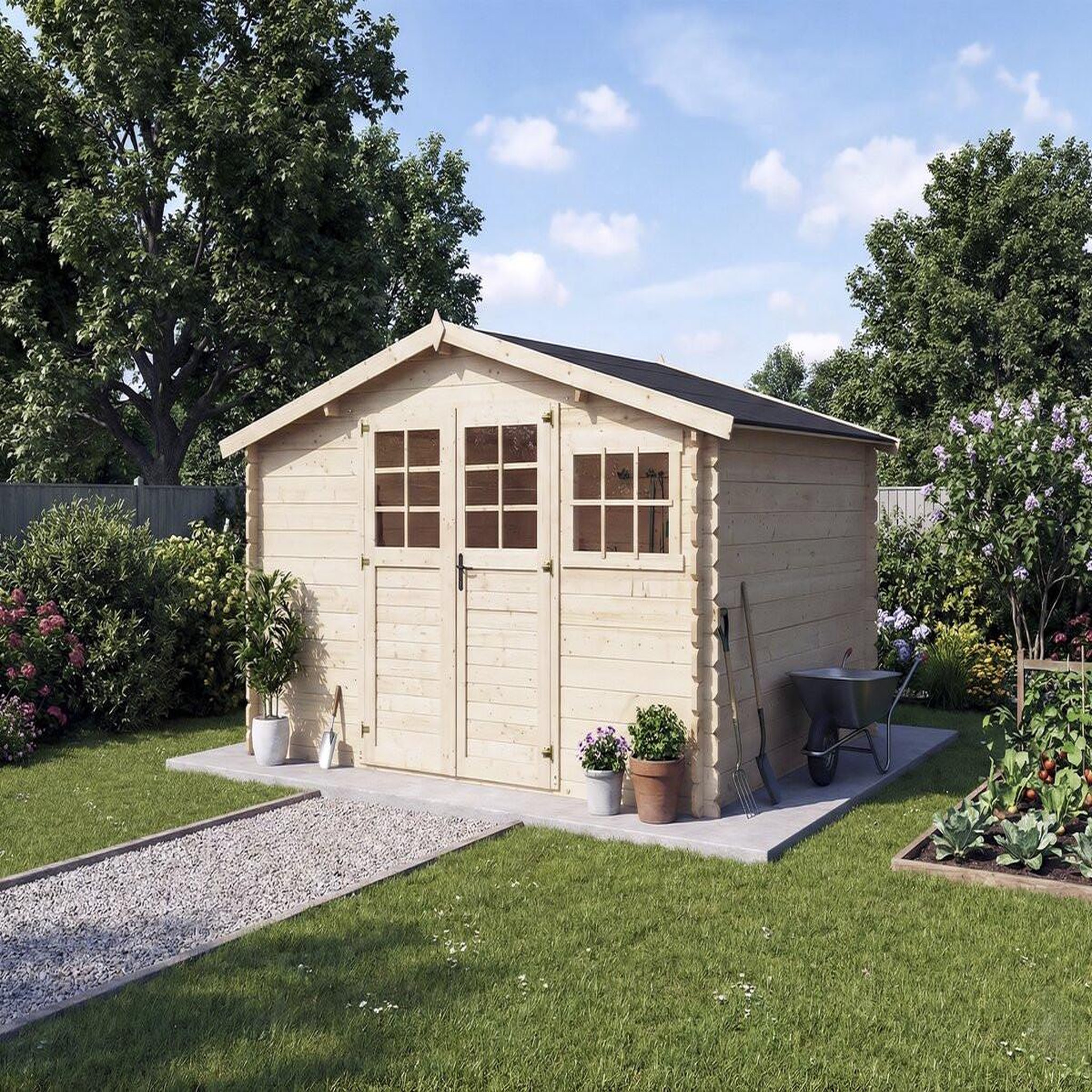 Voir la diapositive 2 : Habitat et Jardin Abri de jardin en bois  clairval  - 416 x 301 x 218 cm - 12.53 m² - 28 mm