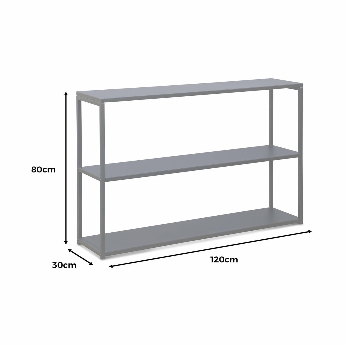 SWEEEK Etagère basse 3 niveaux en métal noir - Industrielle - 120x30x80cm