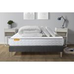 SEPTNUITS Pack matelas Memo + sommier kit gris + 2 oreillers mémoire de forme. Coloris disponibles : Gris