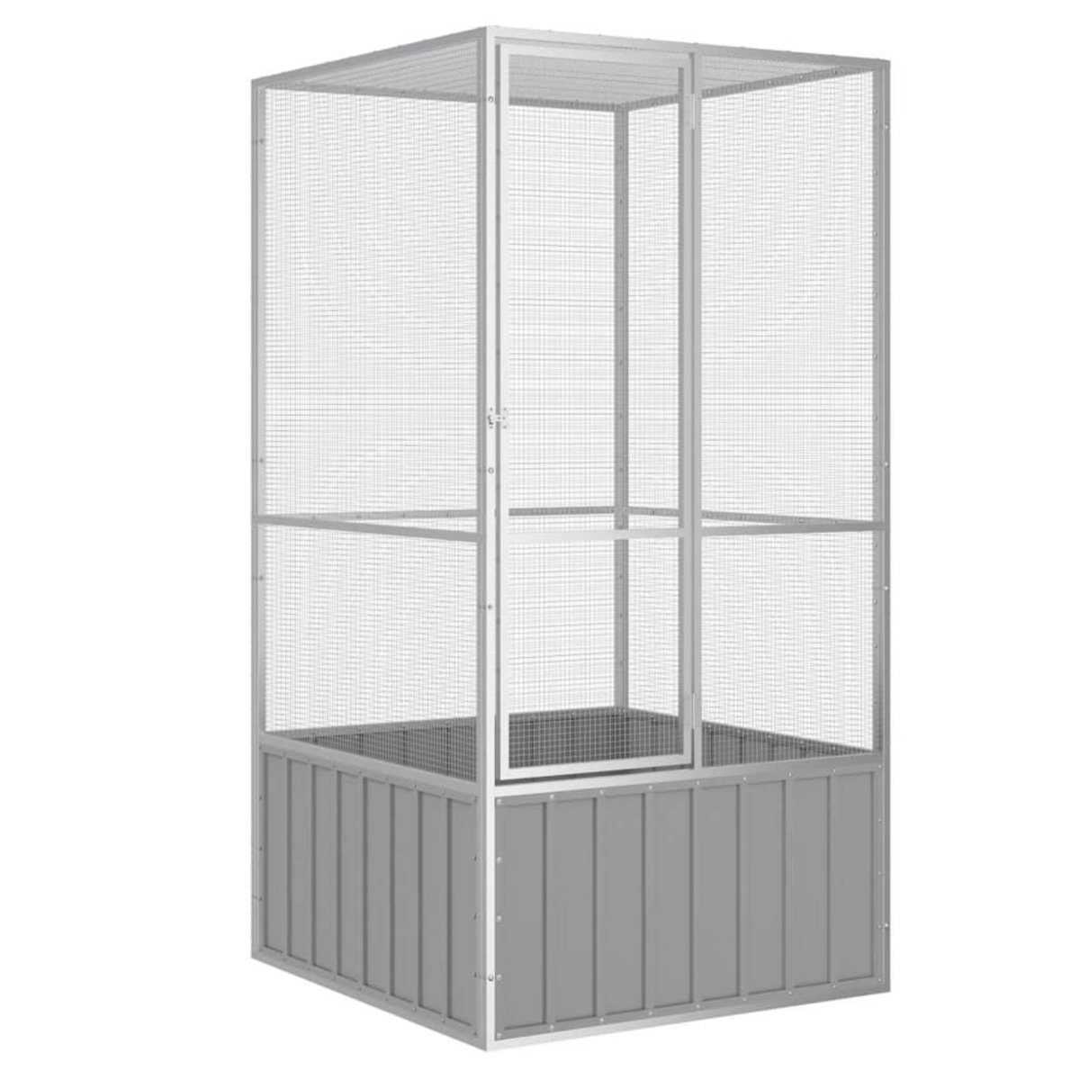 VIDAXL Cage a oiseaux Gris 111x107x211,5 cm Acier galvanise
