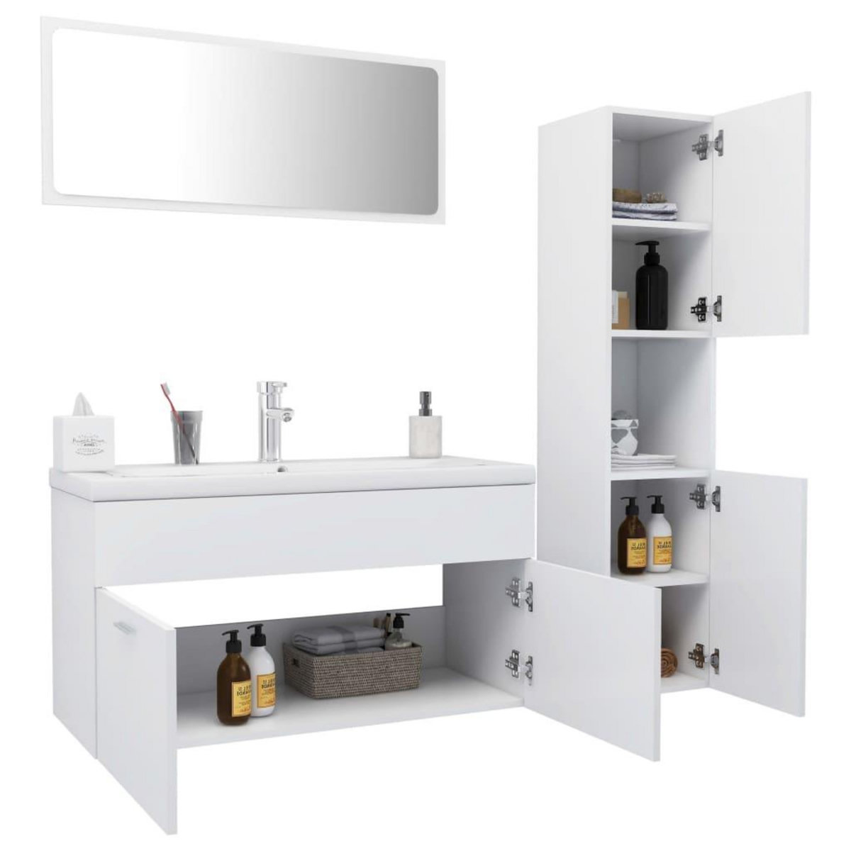 VIDAXL Ensemble de meubles de salle de bain Blanc Bois d'ingenierie