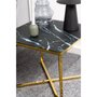 TOILINUX Table d'appoint carré en verre et métal - Noir