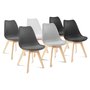 Lot de 6 chaises mix couleurs style scandinave pieds bois massif ODDA