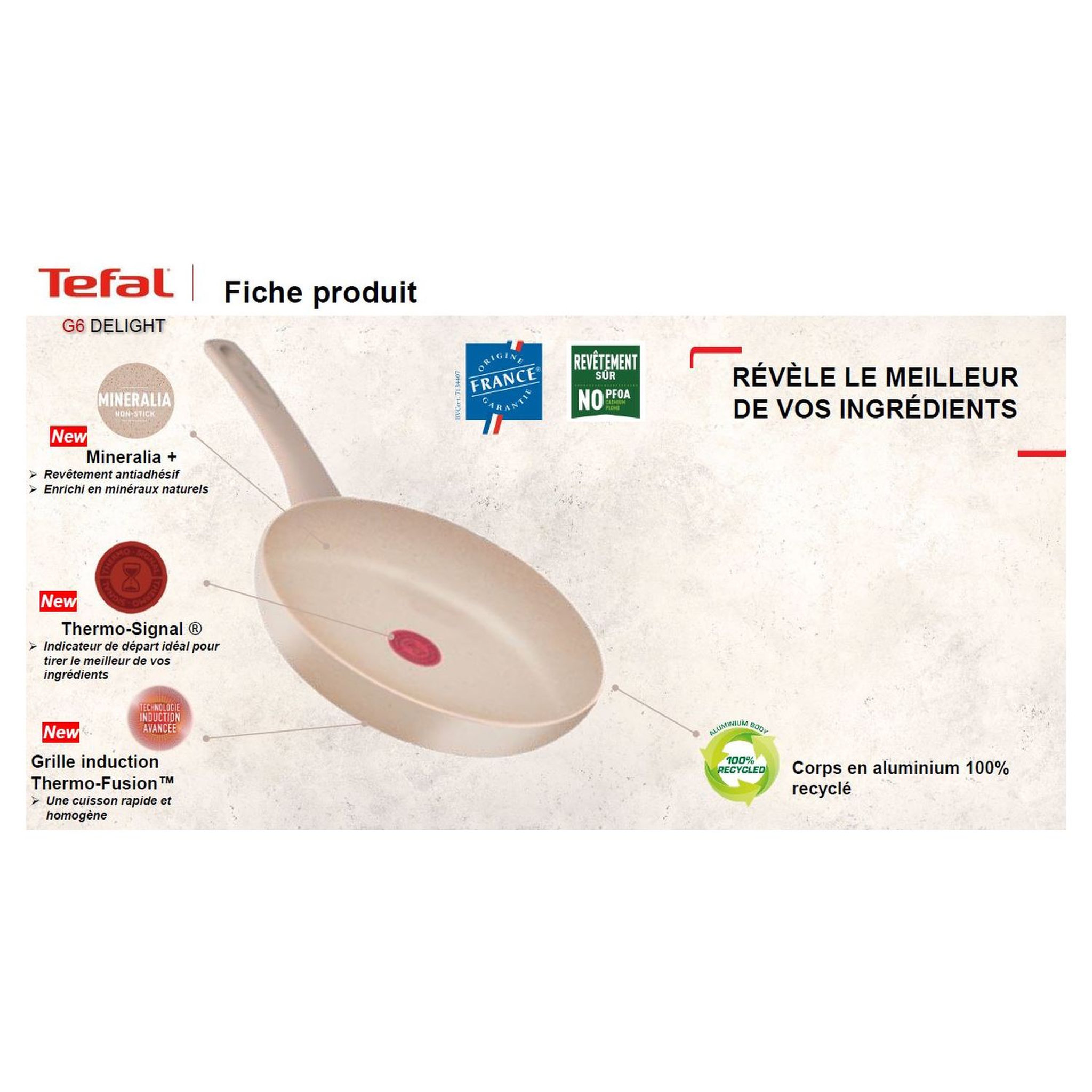 Voir la diapositive 2 : TEFAL Casserole induction DELIGHT 20 cm