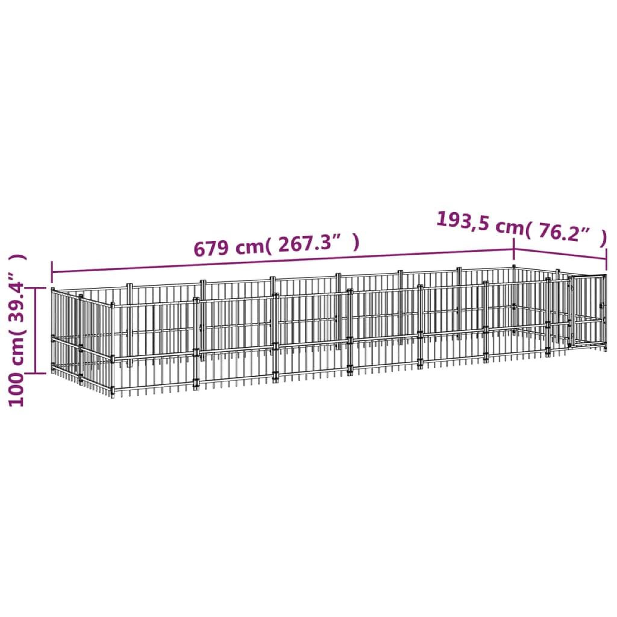 Voir la diapositive 6 : VIDAXL Chenil d'exterieur pour chiens Acier 13,14 m²