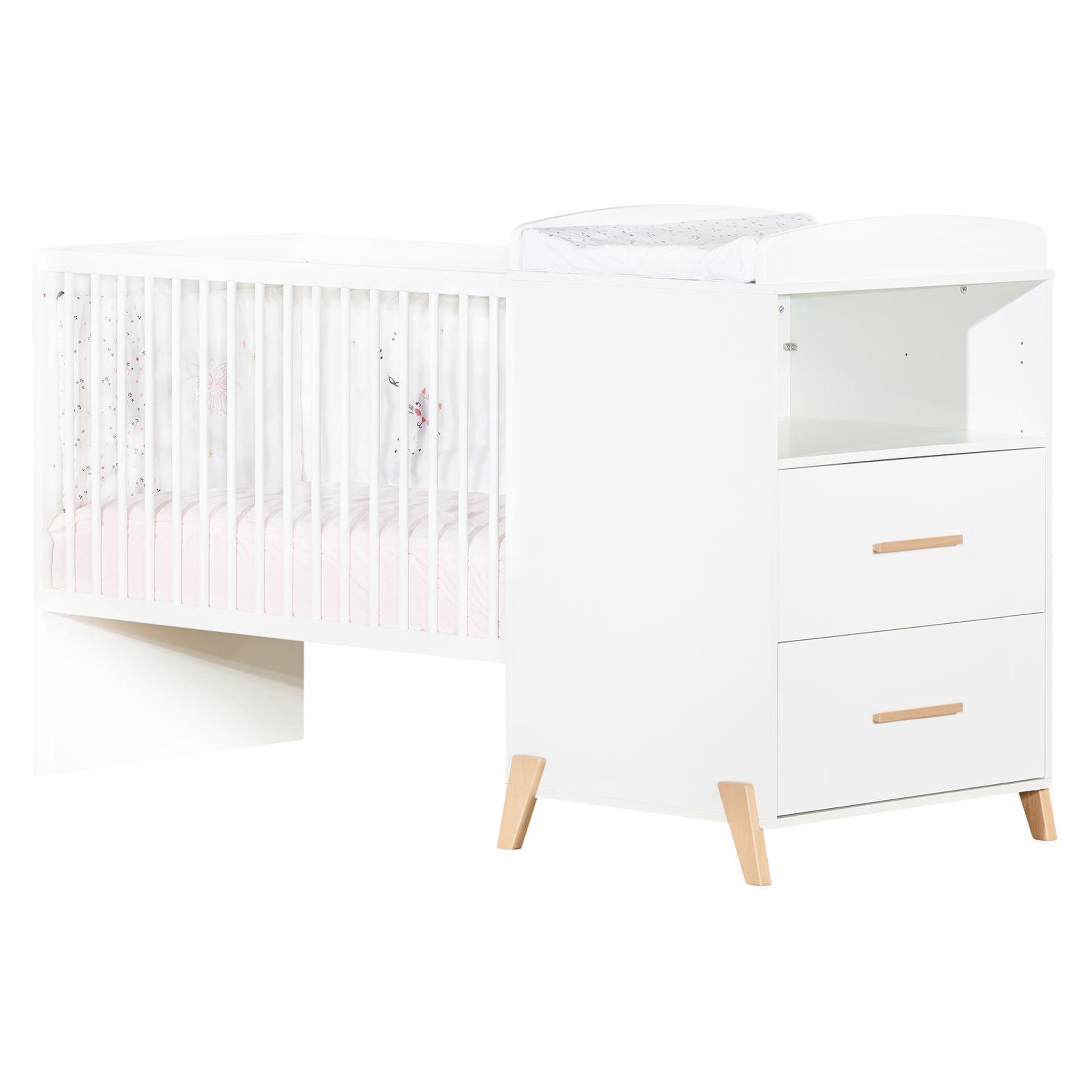 Voir la diapositive 1 : BABY PRICE  Lit bébé combiné 120x60 évolutif en 90x190cm JOY coloris naturel  